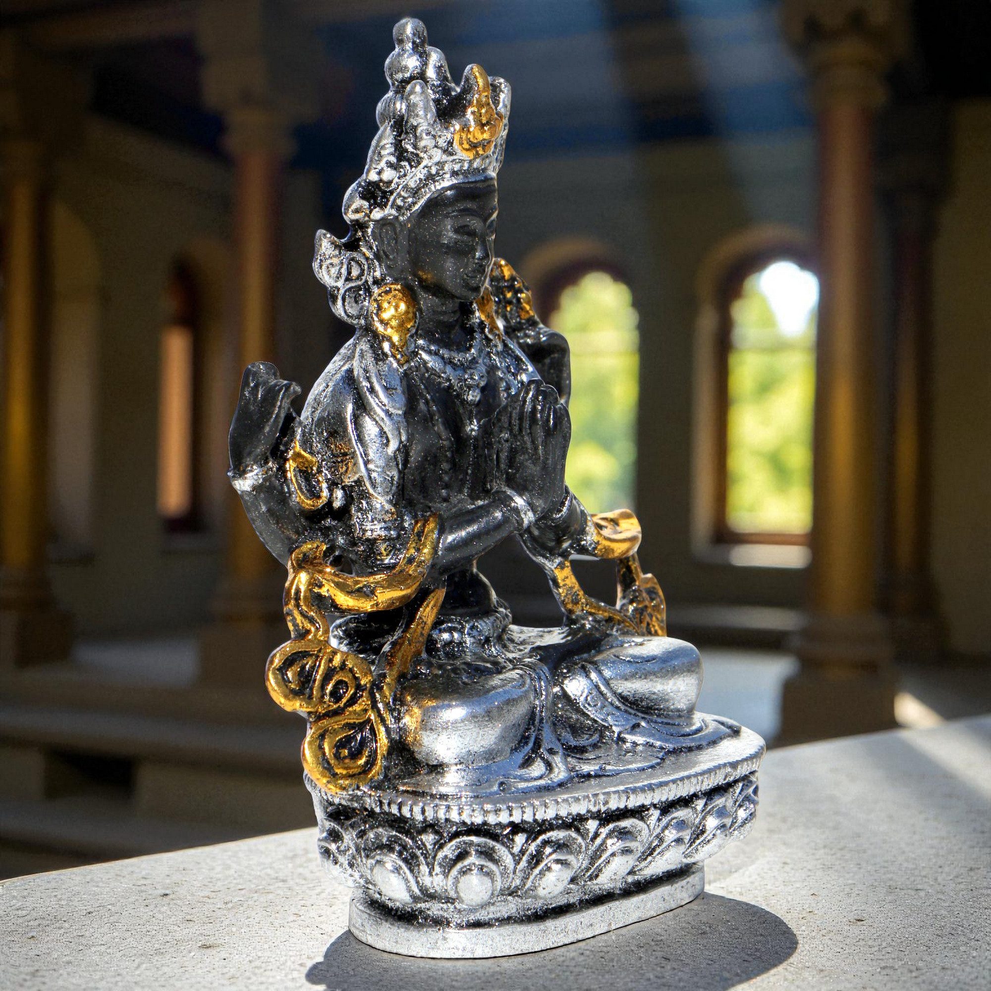 Wogeka Dekofigur Tara Buddha Bodhisattva Göttin Resin Figur Deko Bali Feng Shui