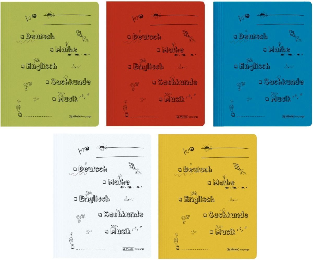 Herlitz Hefter Schnellhefter Karton Grundschule VE=5 Stück farbig sortiert (40 Stück)