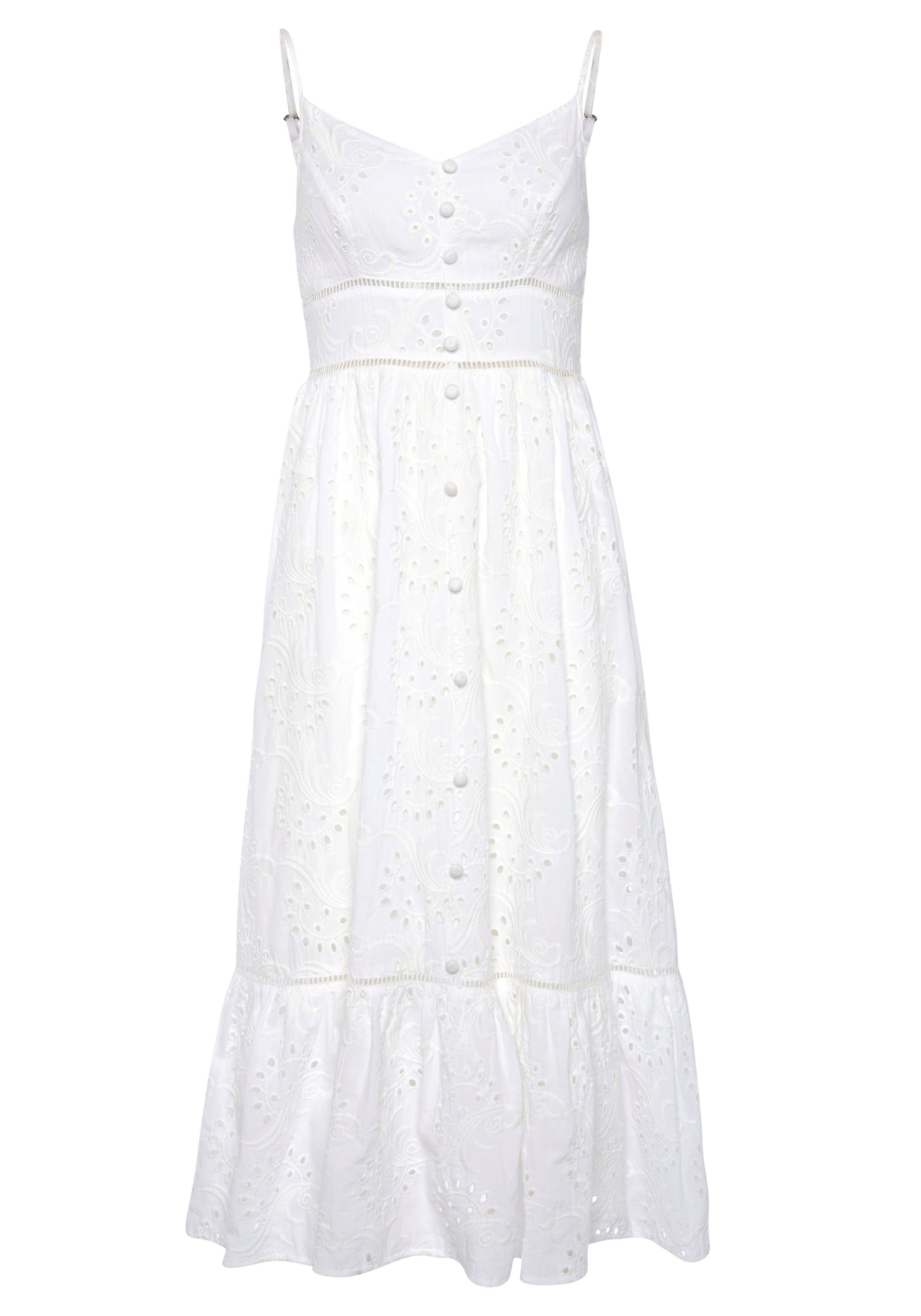 Buffalo Midikleid mit hochwertiger Lochstickerei, luftiges Sommerkleid aus günstig online kaufen
