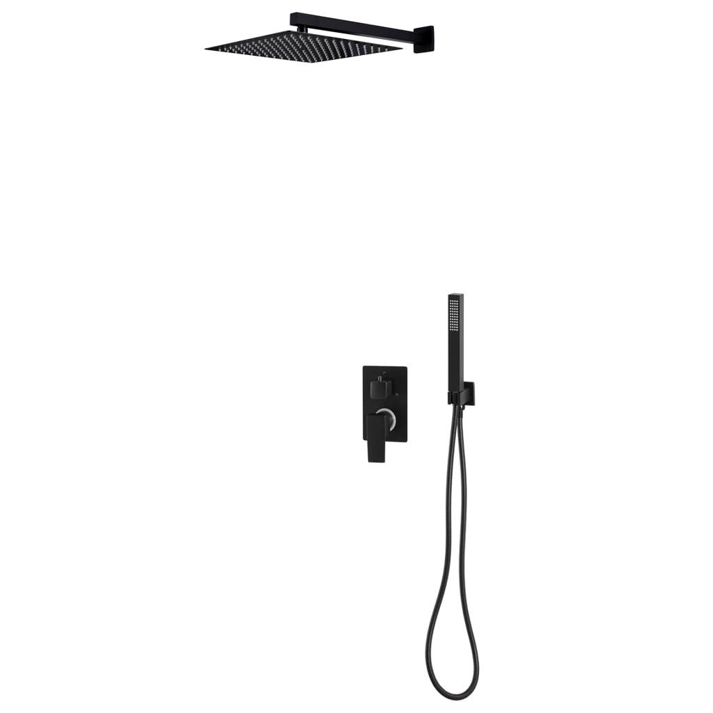 vidaXL Duschsystem Duschsystem Edelstahl 201 Schwarz, Höhe 2.5 cm