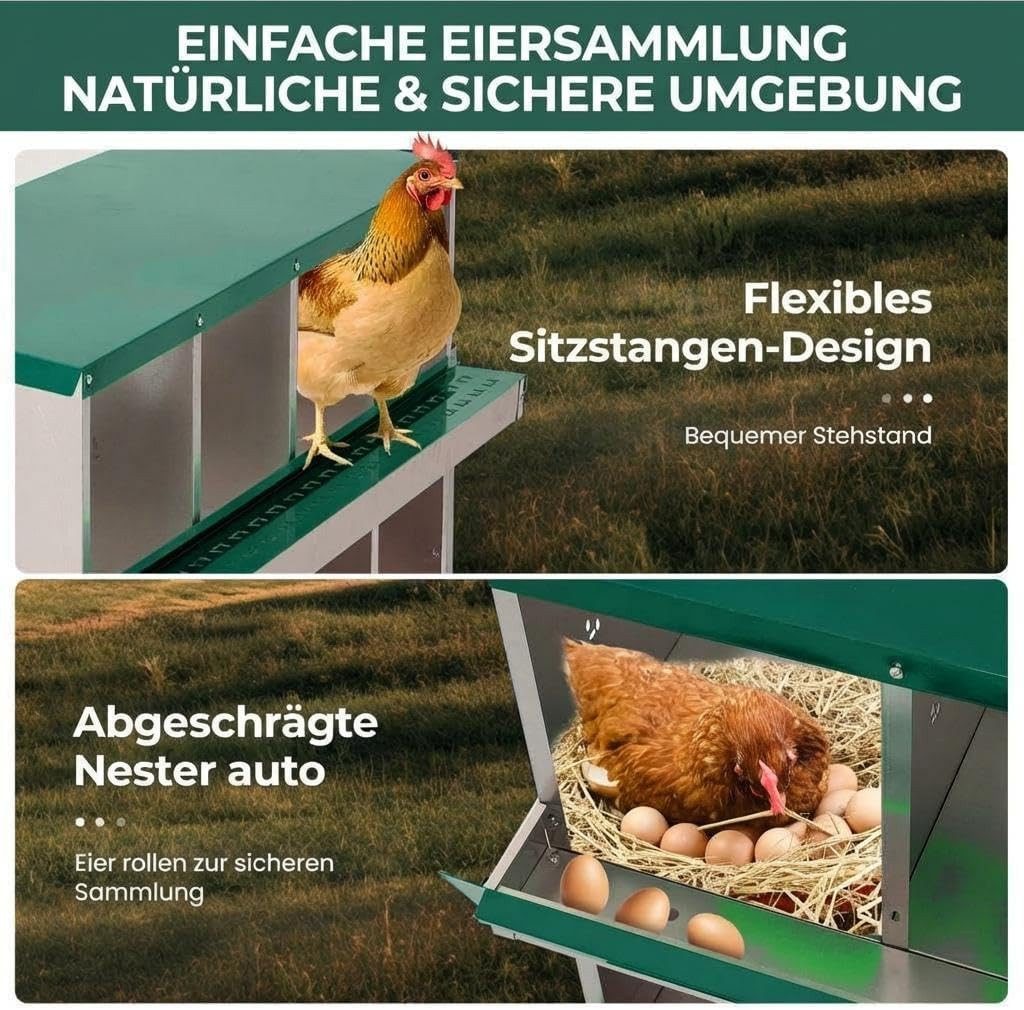 GarveeMore Hühnerstall Metall Rollnest Mit Eierablage Für Hühnerstall & Geflügelhaltung, Rollnest Mit Eierablage, Stabil Mit Standfüßen & Wandhalterung – Bild 3 von 5
