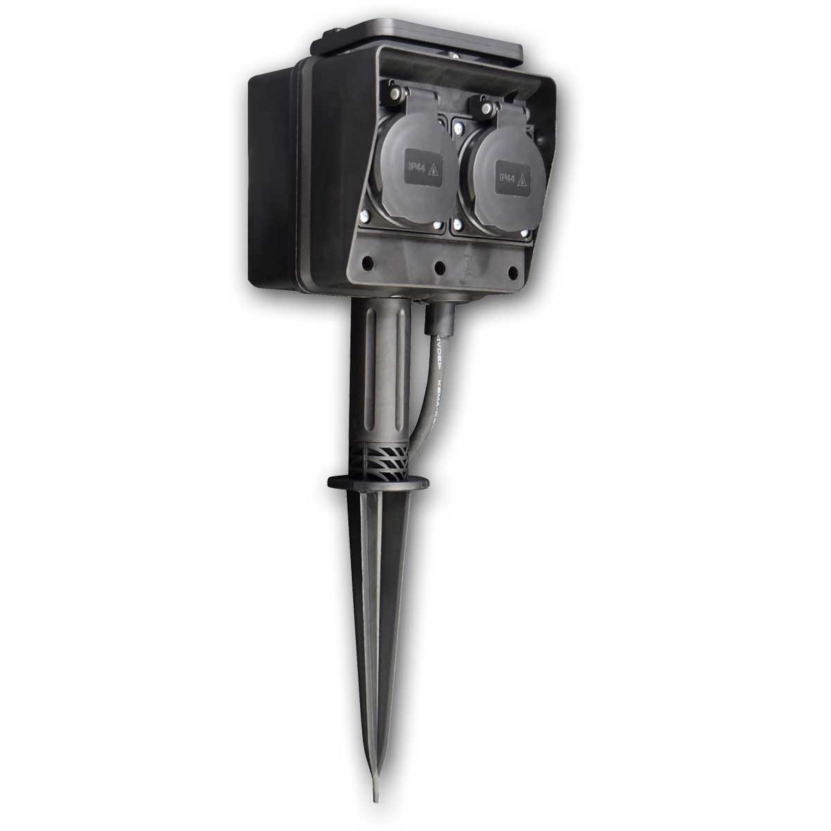 McPower Gartensteckdose Gartensteckdose, 2-fach, analoge 24h Zeitschaltuhr