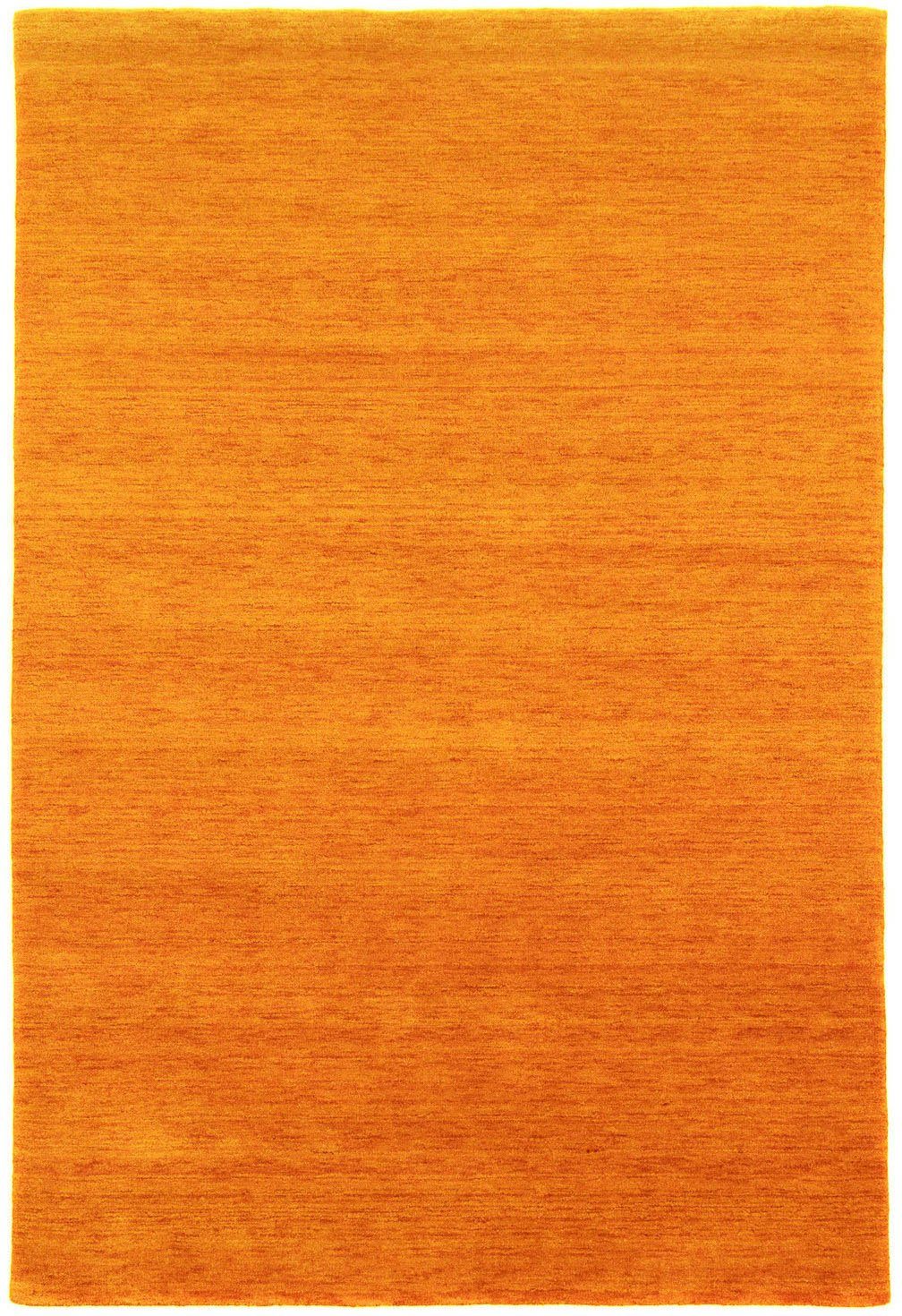 UNI, FEIN orange mm, 18 Höhe: rechteckig, Schurwolle, GABBEH uni, morgenland, Wohnzimmer Wollteppich reine