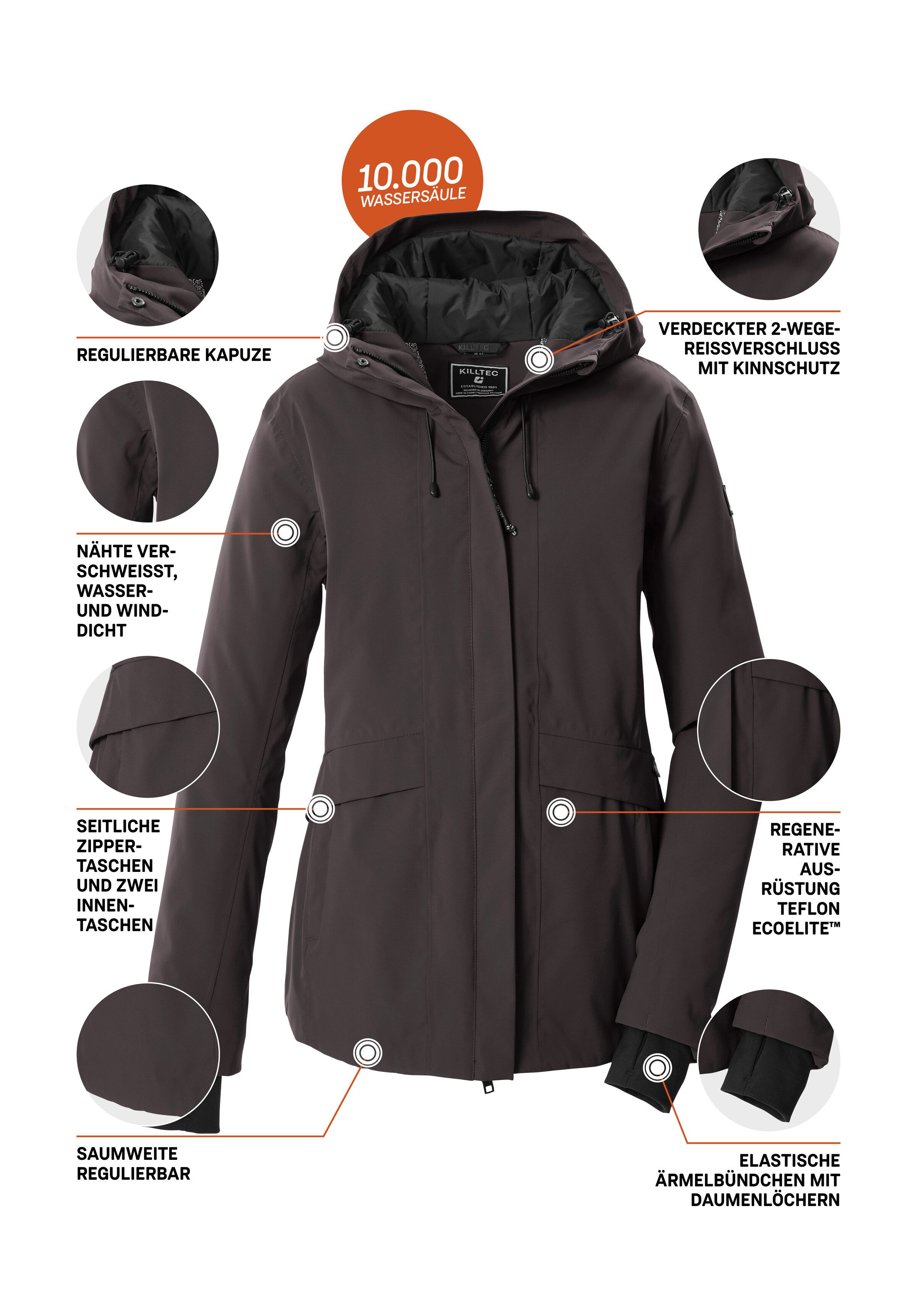 Killtec Funktionsjacke KOW 24 WMN JCKT Wind- und wasserdichte Damenjacke mit Teflon EcoElite™ Imprägnierung – Bild 5 von 5