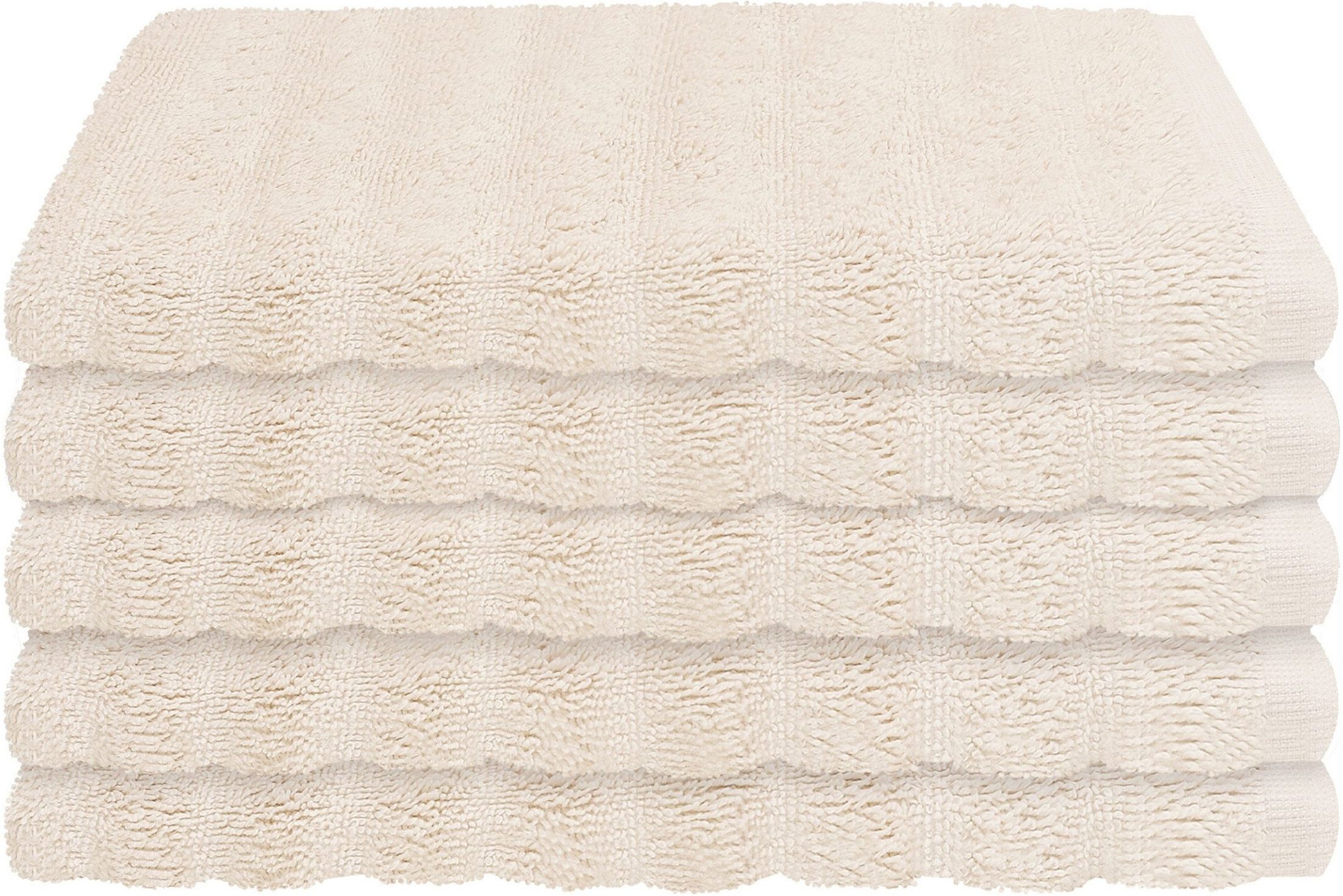Schiesser Gästehandtücher Neapel aus 100% Baumwolle mit eleganter Hoch-Tief-Optik, Frottier (5-St), OEKO-TEX® MADE IN GREEN