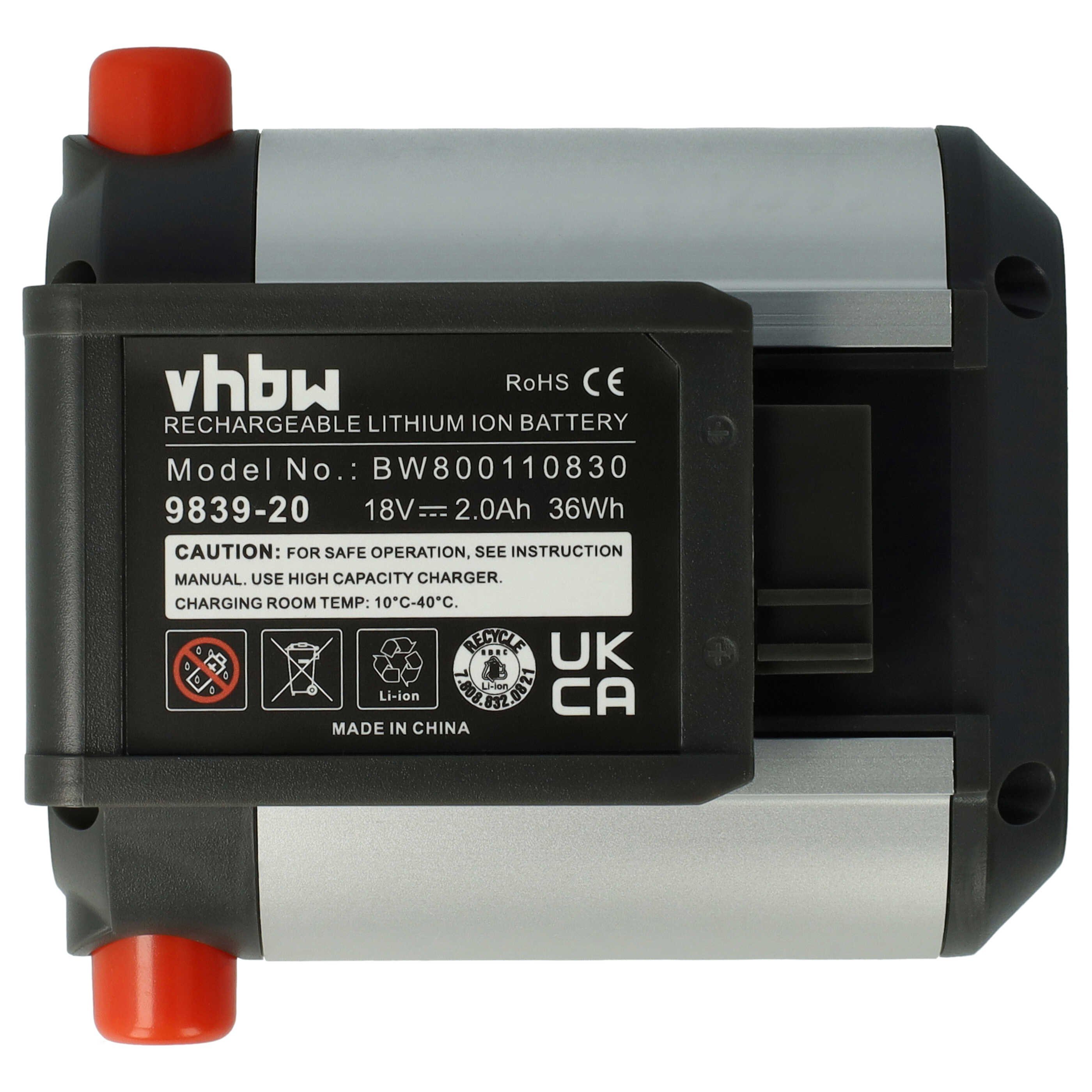 vhbw kompatibel mit Gardena ComfortCut Li-18/50 (9837-20) Akku Li-Ion 2000 mAh (18 V)