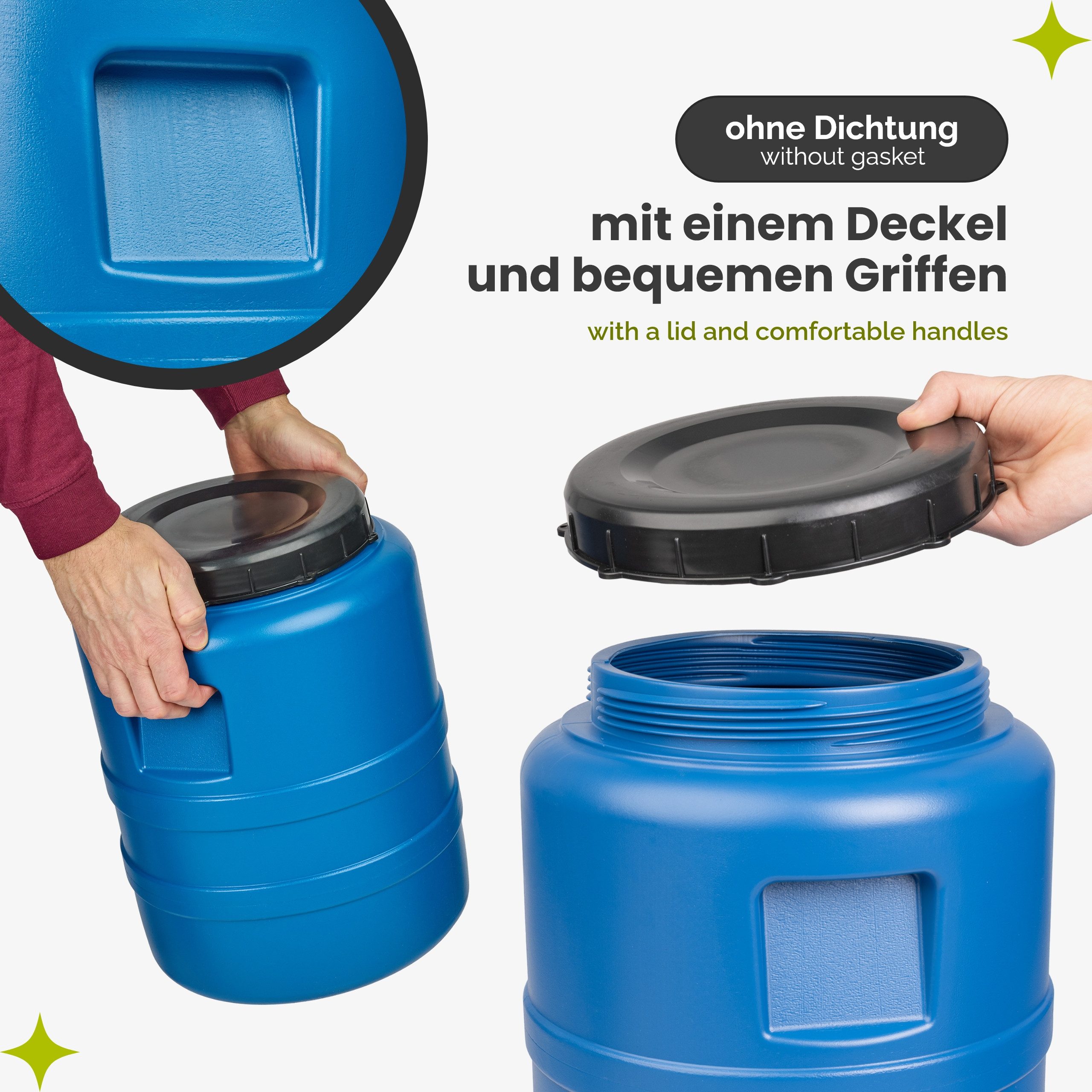 Garronda Regentonne 20 L Weithalsfass aus HDPE Kunststofffass und Wasserbehälter GD-0186, 20 l, (1-tlg., ohne Hahn) – Bild 3 von 5