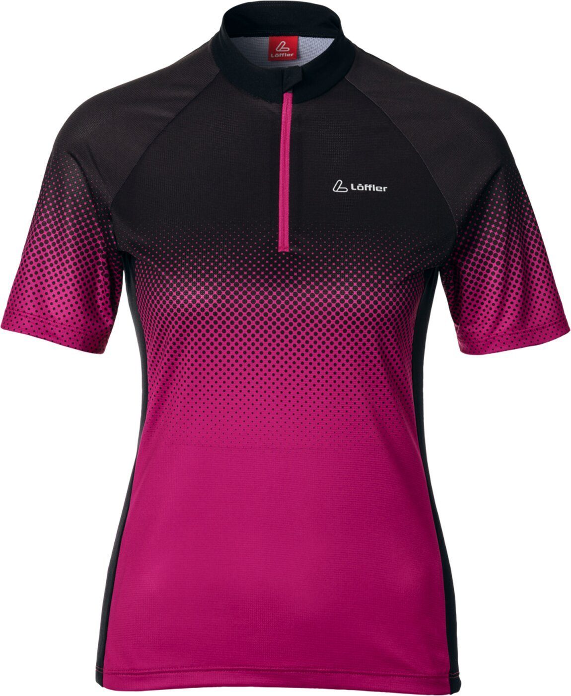 Löffler Radtrikot Dots Mid Race-Light 3.0 weiches Radtrikot Damen pink/schwarz