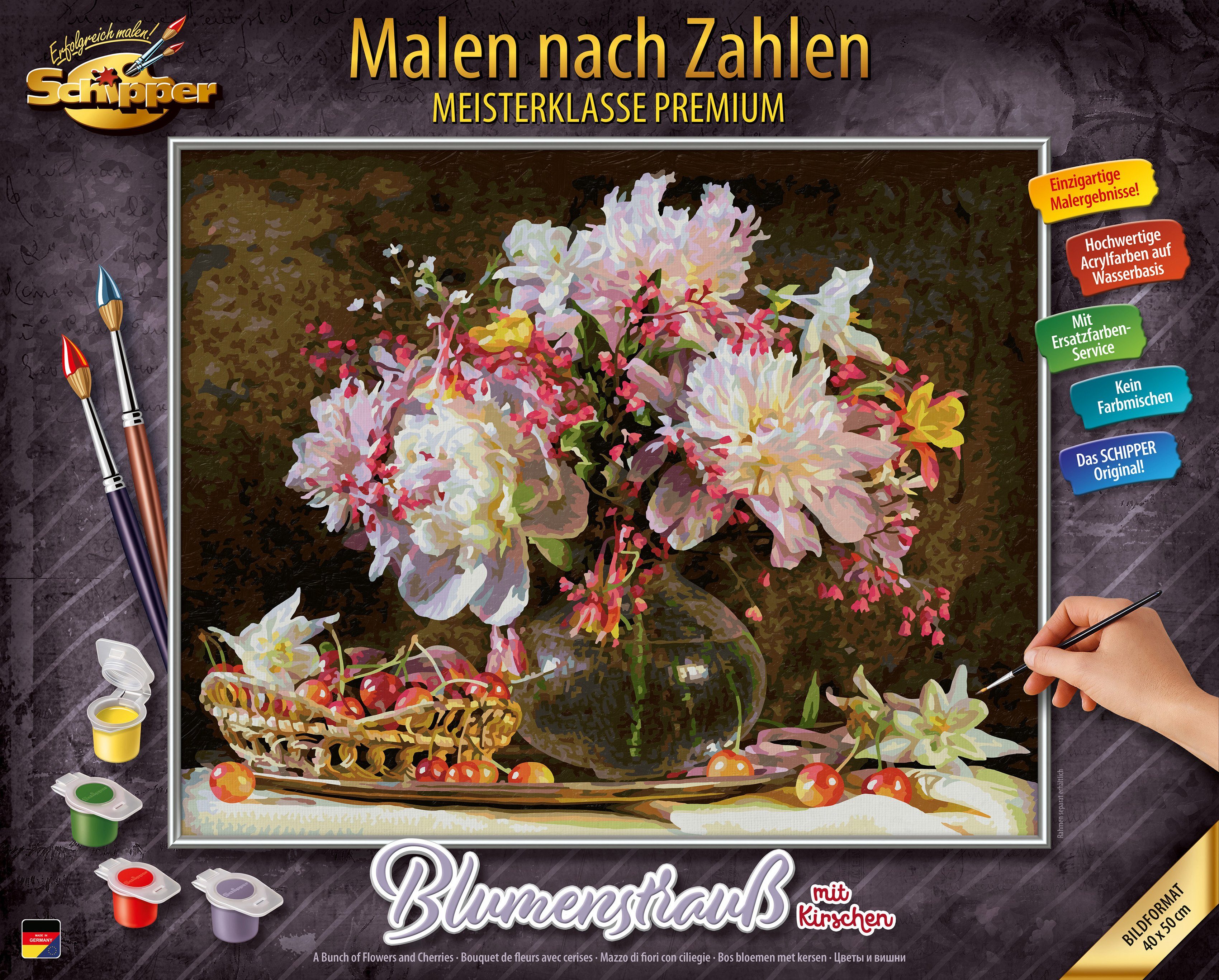 Schipper Malen nach Zahlen Meisterklasse Premium - Blumenstrauß mit Kirschen, Made in Germany
