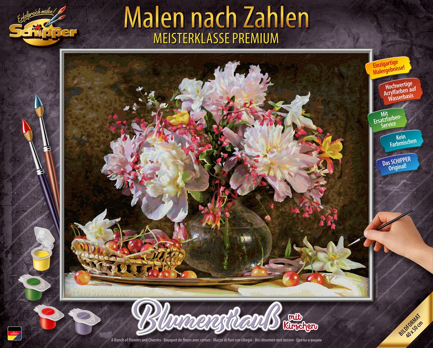Schipper Malen nach Zahlen Meisterklasse Premium - Blumenstrauß mit Kirschen, Made in Germany