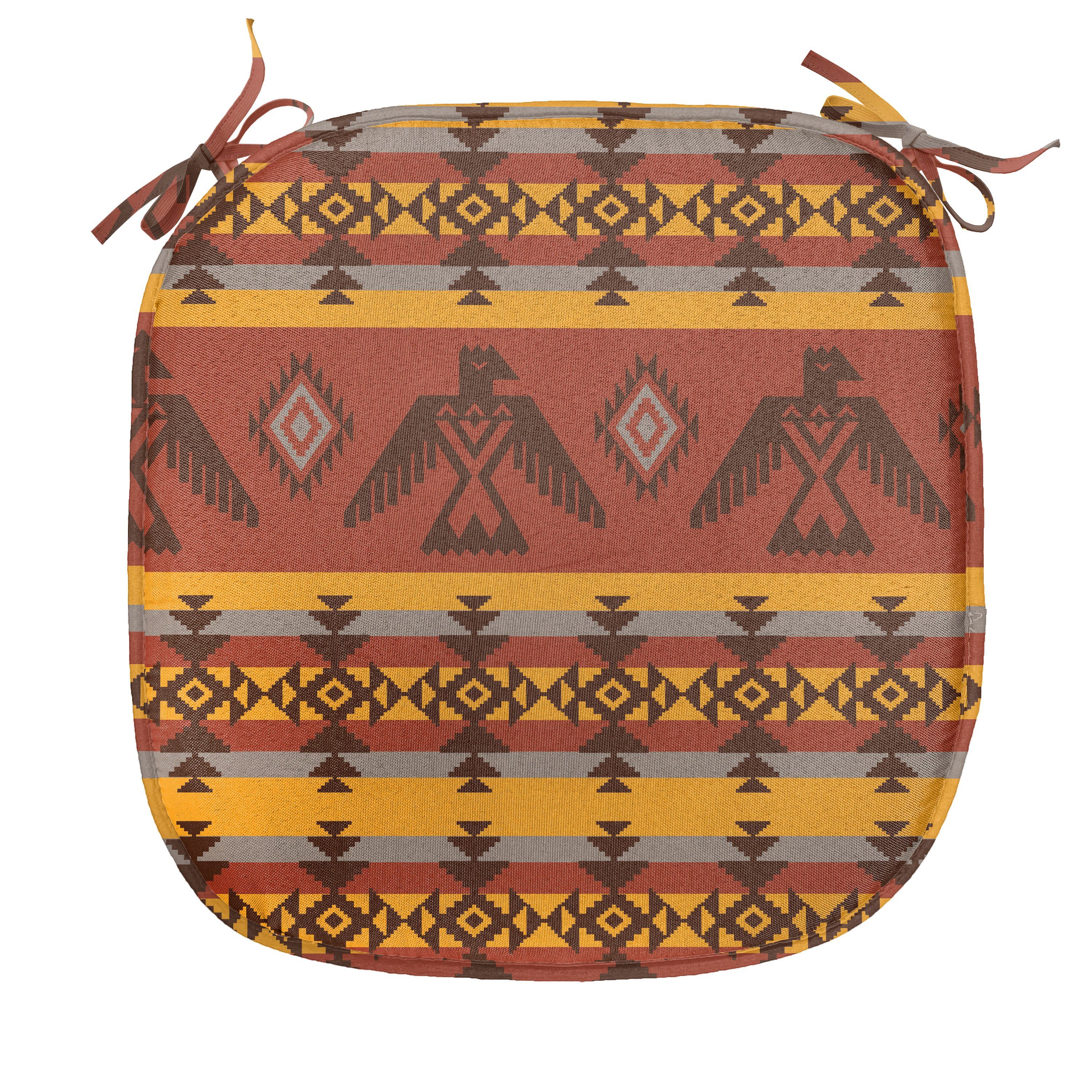 Abakuhaus Stuhlkissen Dekoratives wasserfestes Kissen mit Riemen für Küchensitze, Stammes indigene Motive