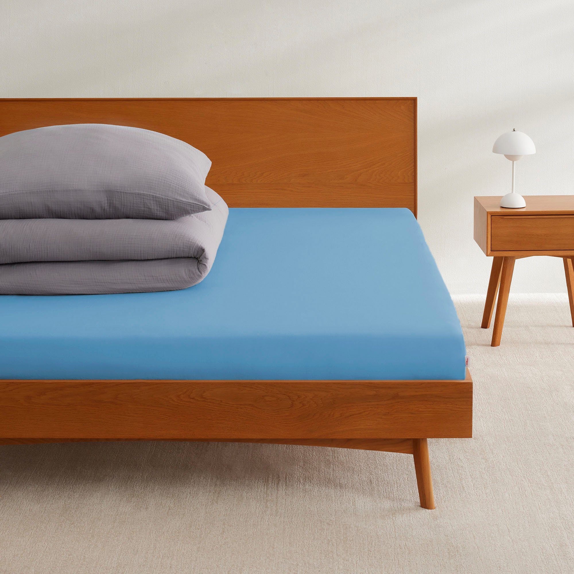 s.Oliver Spannbettlaken TABEA, 100% Baumwolle, 145 g/m², Jersey, Gummizug: rundum, (1 Stück), Bettlaken für Matratzen bis 25 cm Höhe, perfekter Sitz, bügelfrei