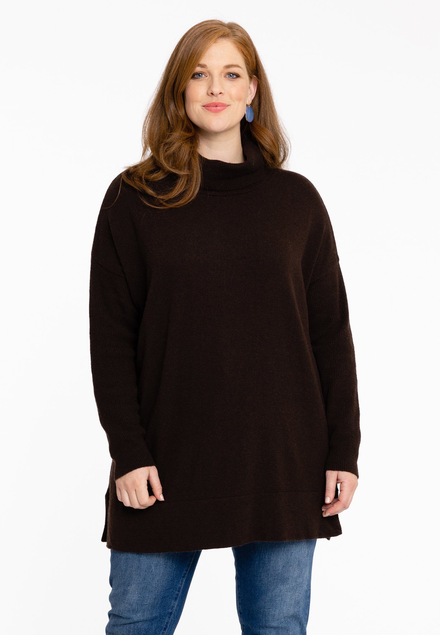 Yoek Longpullover Große Größen brown