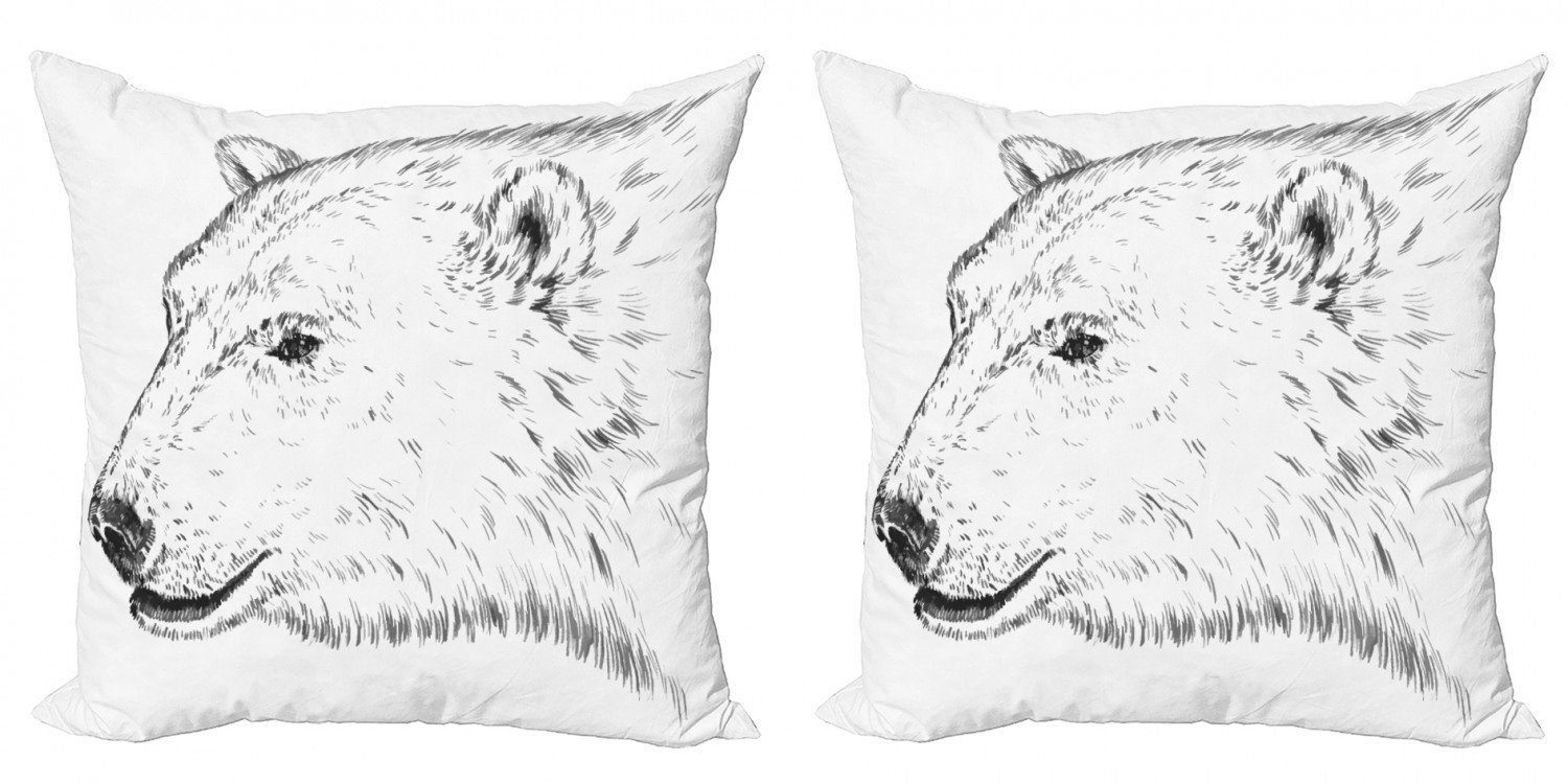Abakuhaus Accent Sketchy Digitaldruck, Doppelseitiger Tier (2 Kissenbezüge Modern Eisbär-Gesicht Stück),