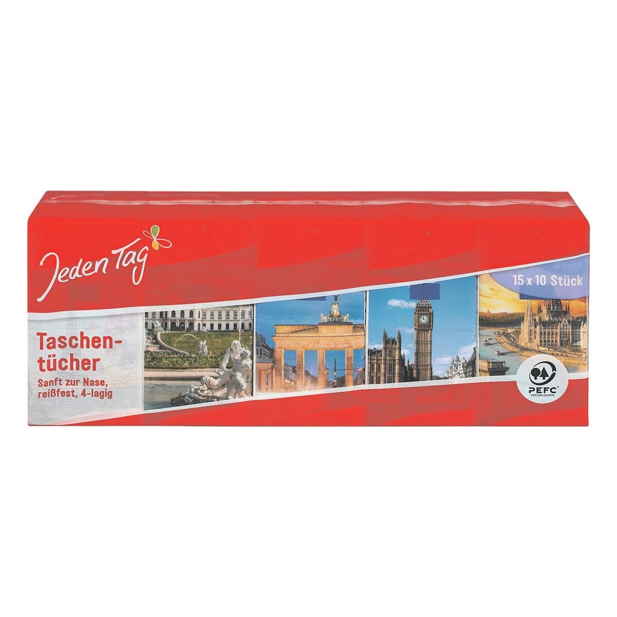 Jeden Tag Papiertaschentücher, 4-lagig, 15x 10 Taschentücher