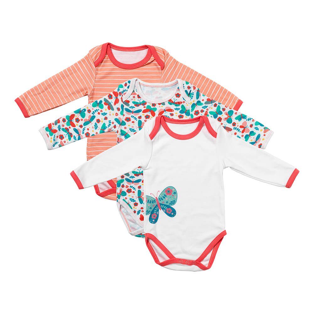 zertifiziert OEKO-TEX Schmetterling Schlummersack 3er-Pack Baby-Bodys Langarmbody langarm