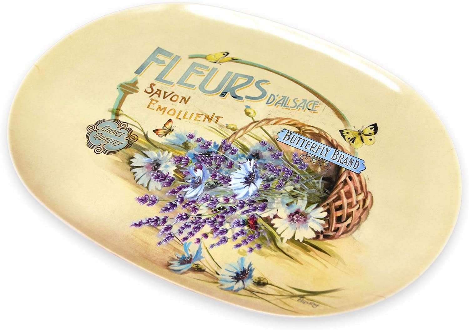 beige Lavendelkorb, Tablett lila Kunststoff, cm 40x28 Melamintablett Lavendel Motiv (1-tlg), mit Lashuma