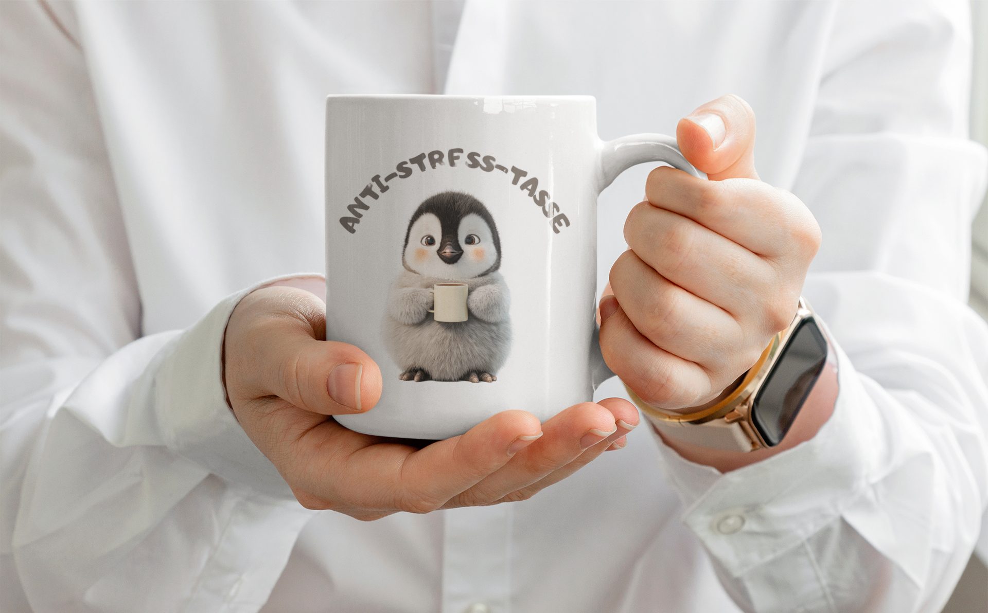 WS-Trend Tasse Anti Stress Pinguin Kaffeetasse Teetasse Tasse Geschenkidee 325 ml, Keramik