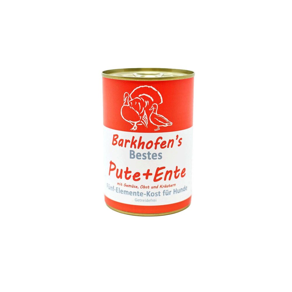 Barkhofen Tiernahrung Fünf Elemente Kost Pute+Ente, Nassfutter für: Hunde