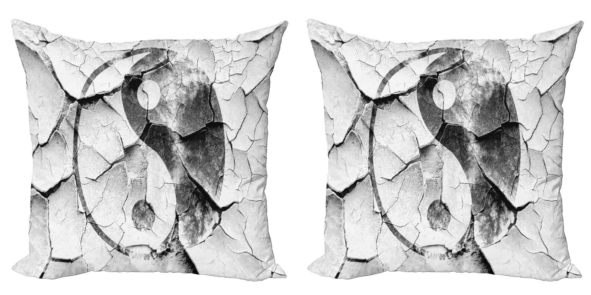 Kissenbezüge Modern Accent Doppelseitiger Digitaldruck, Abakuhaus (2 Stück), Zen Ying Yang Grunge-Anzeige