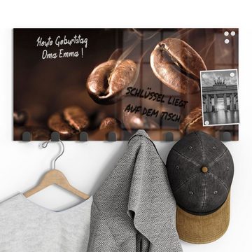 DEQORI Kleiderhaken 'Duftende Kaffeebohnen', Glas Garderobe Paneel magnetisch beschreibbar