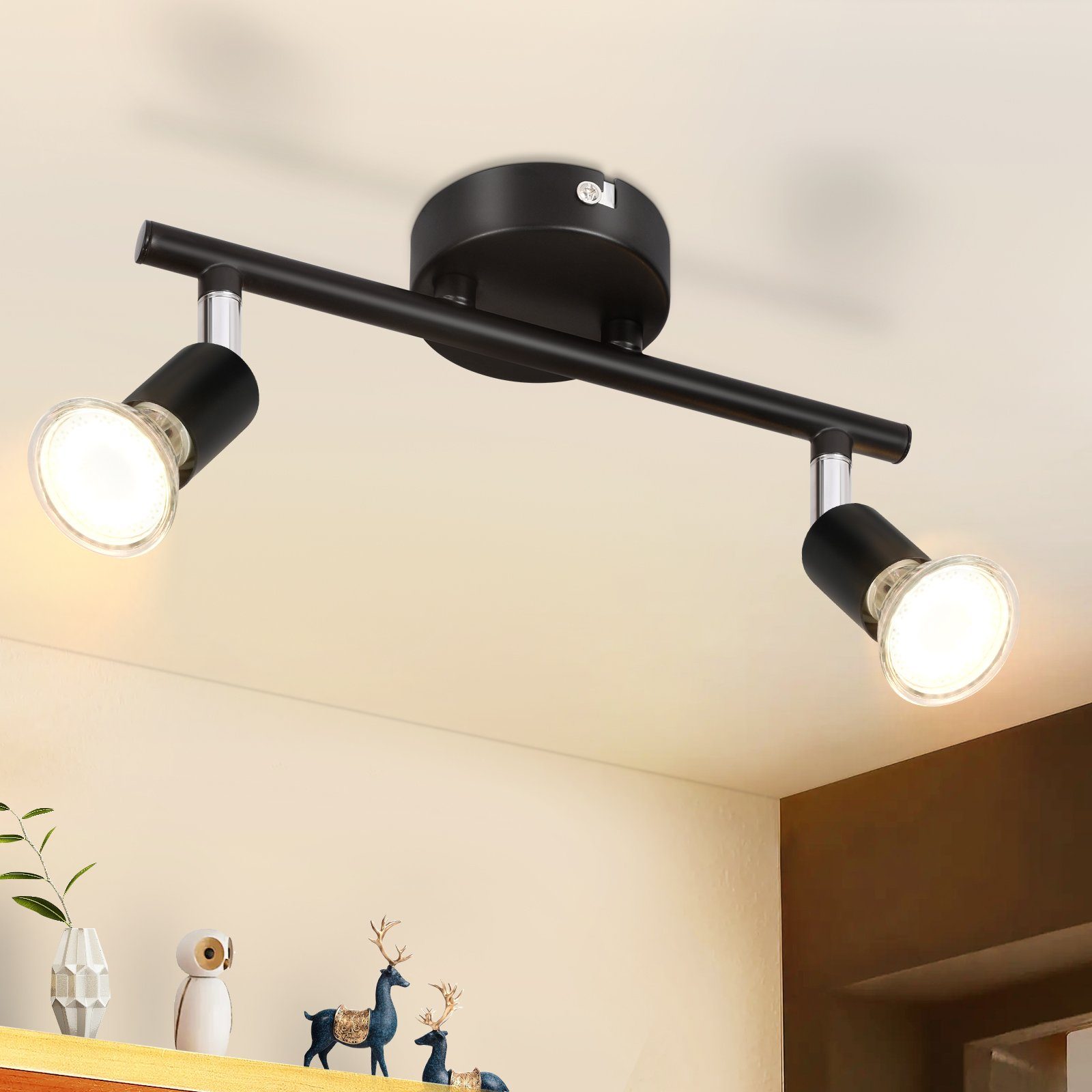 ZMH Deckenleuchte 2 Flammig - Deckenstrahler Modern Deckenlampe GU10 Flur Schlafzimmer, Einfache Installation, ohne Leuchtmittel