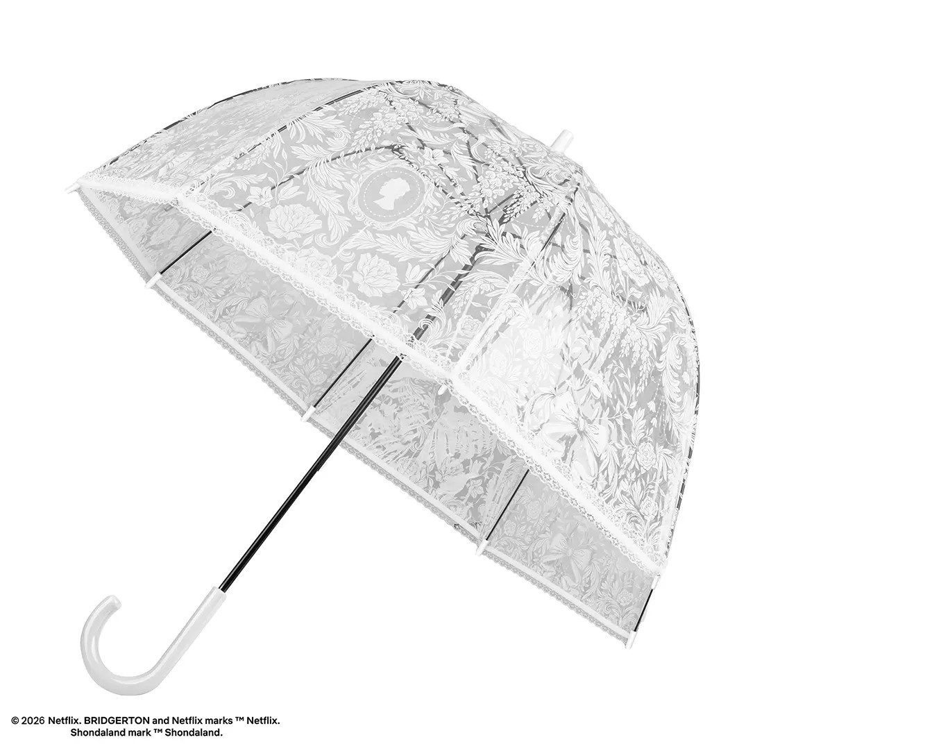 Distrineo Stockregenschirm Bridgerton - weißer Spitzenregenschirm Regenschirm