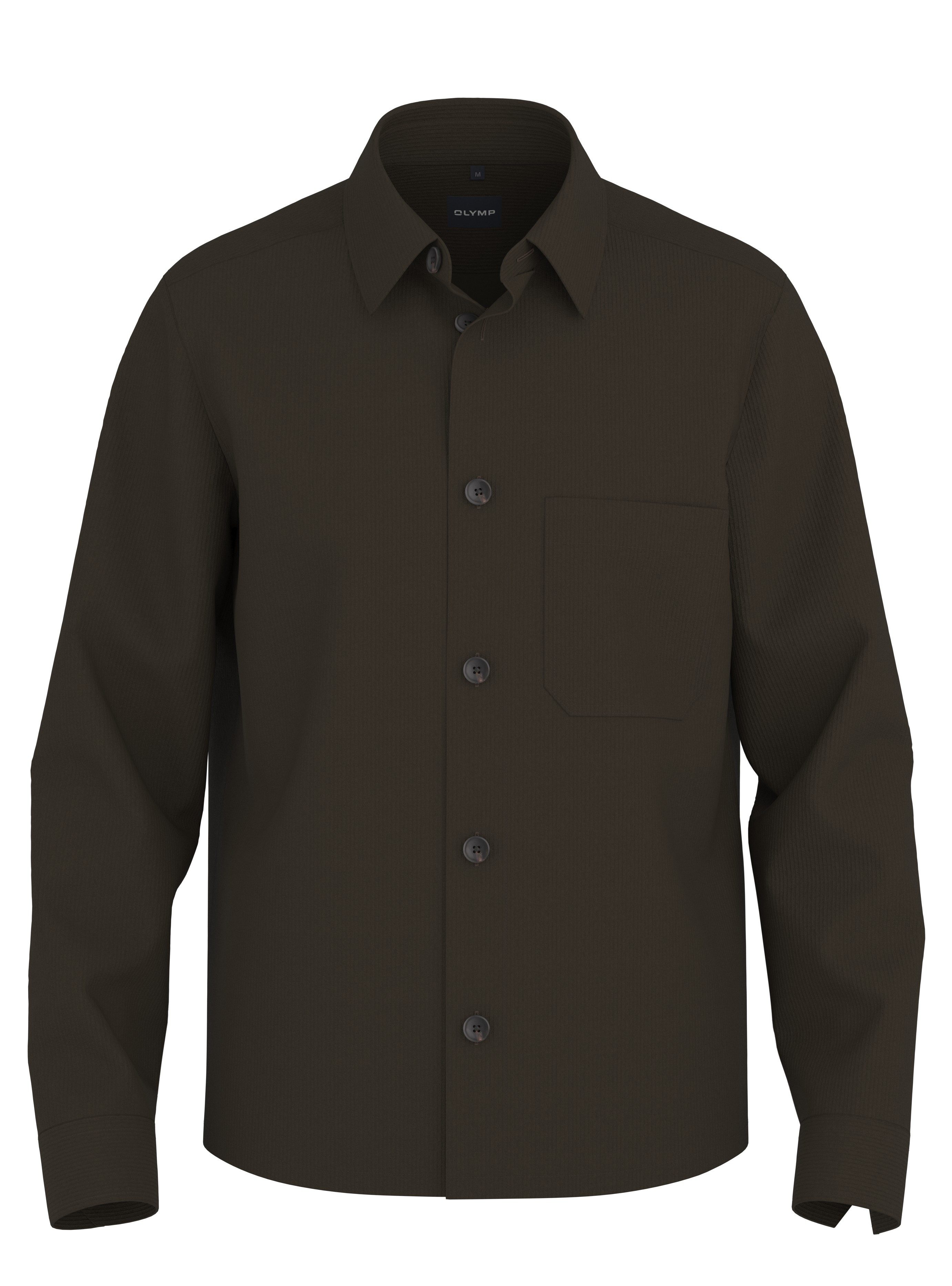 OLYMP Langarmhemd Casual aus Cord, Overshirt, Kentkragen