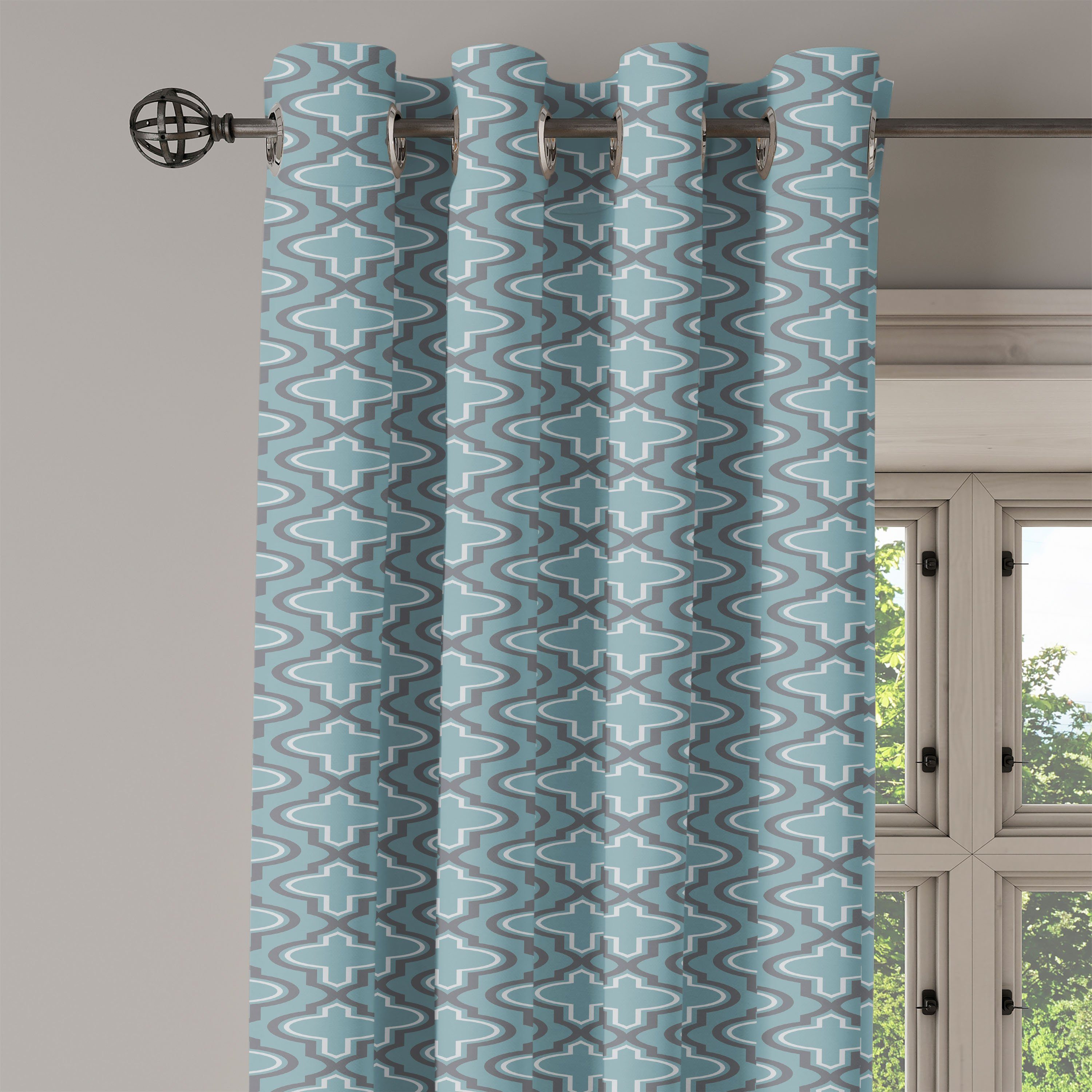 Schlafzimmer für Wohnzimmer, 2-Panel-Fenstervorhänge Abakuhaus, Türkis Shapes Dekorative Gardine Runden