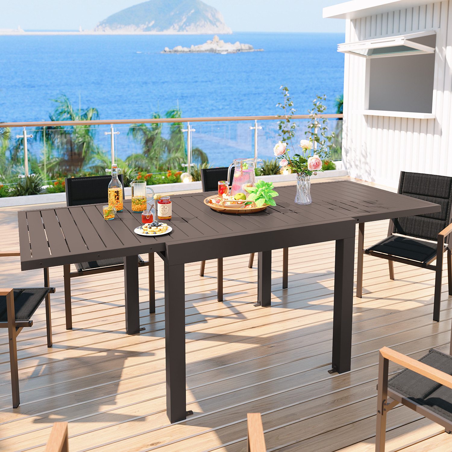 GUNJI Gartentisch Aluminium Ausziehbarer Gartentisch 80-160 130-260 x 75 cm günstig online kaufen