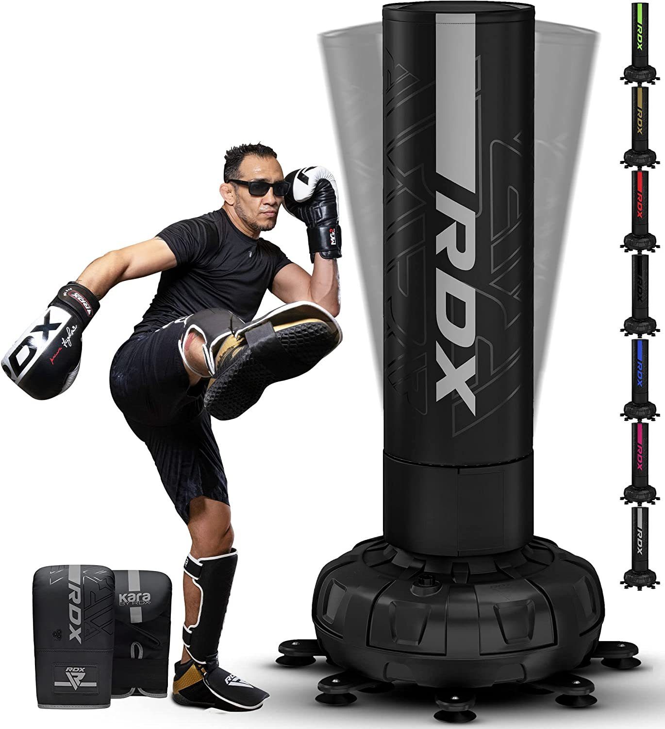 RDX Sports Boxsack RDX Freistehender Boxsack mit Handschuhen, 6ft Kickboxen, MMA Fitness WHITE