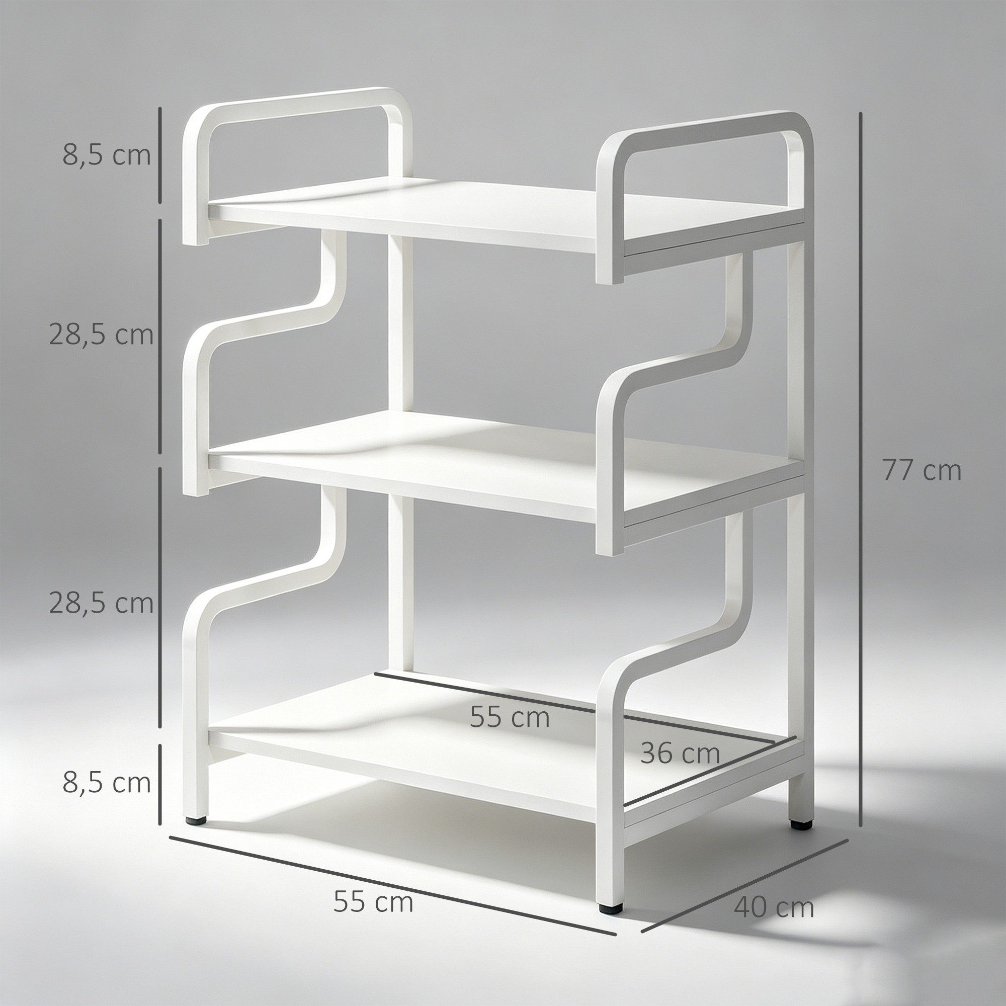 HOMCOM Regaleinsatz Druckertisch mit Stauraum (Set, 1 St., 1-tlg), 3 Ebenen, verstellbare Füße, Stahlrahmen