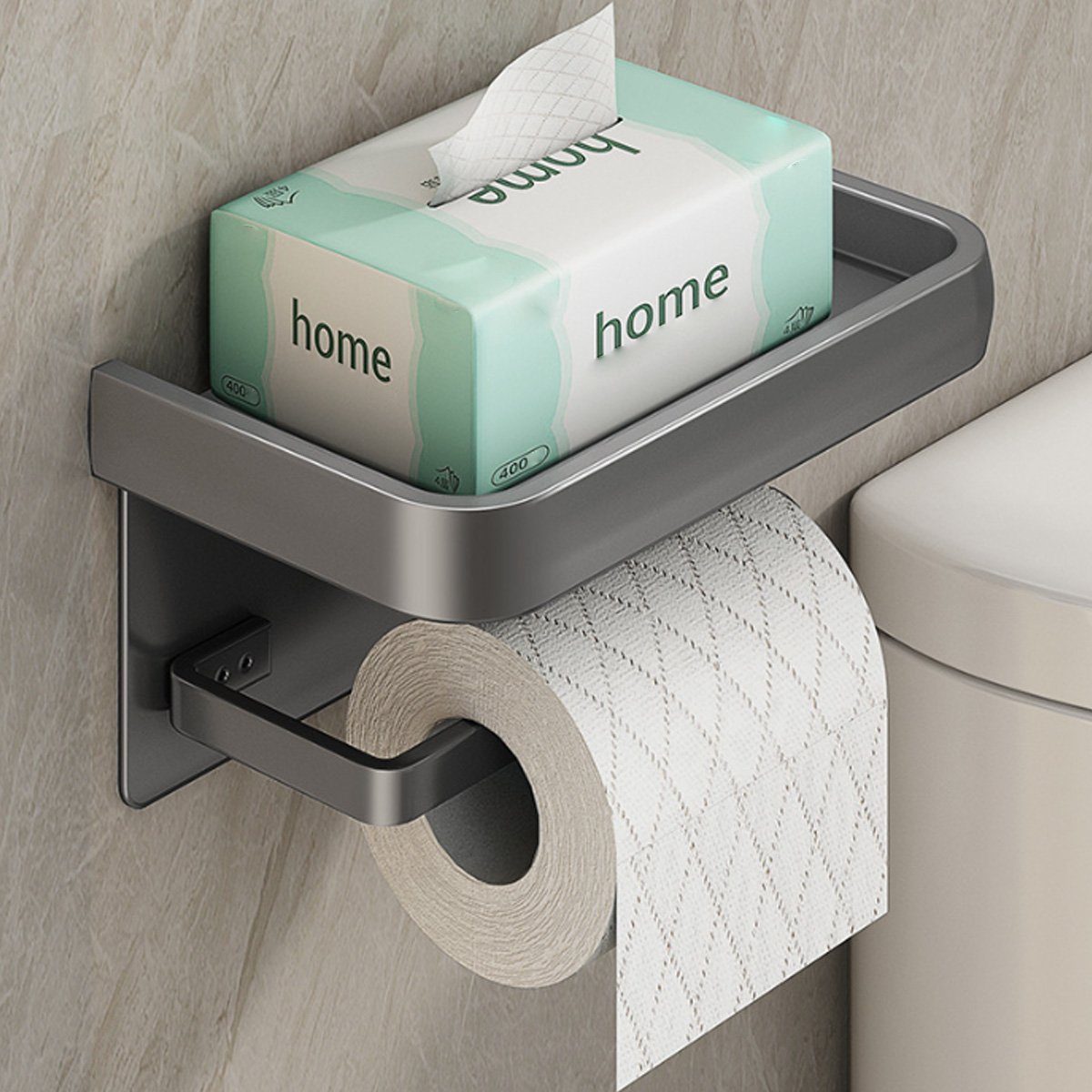 Jormftte Toilettenpapierhalter Toilettenpapierhalter,Selbstklebend Klopapierhalter für Grau Badezimmer