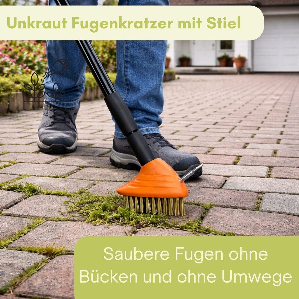 GarPet Fugenkratzer Fugenkratzer Unkraut mit Stiel Haken Pflastersteine Moos Fugen Bürste – Bild 4 von 5