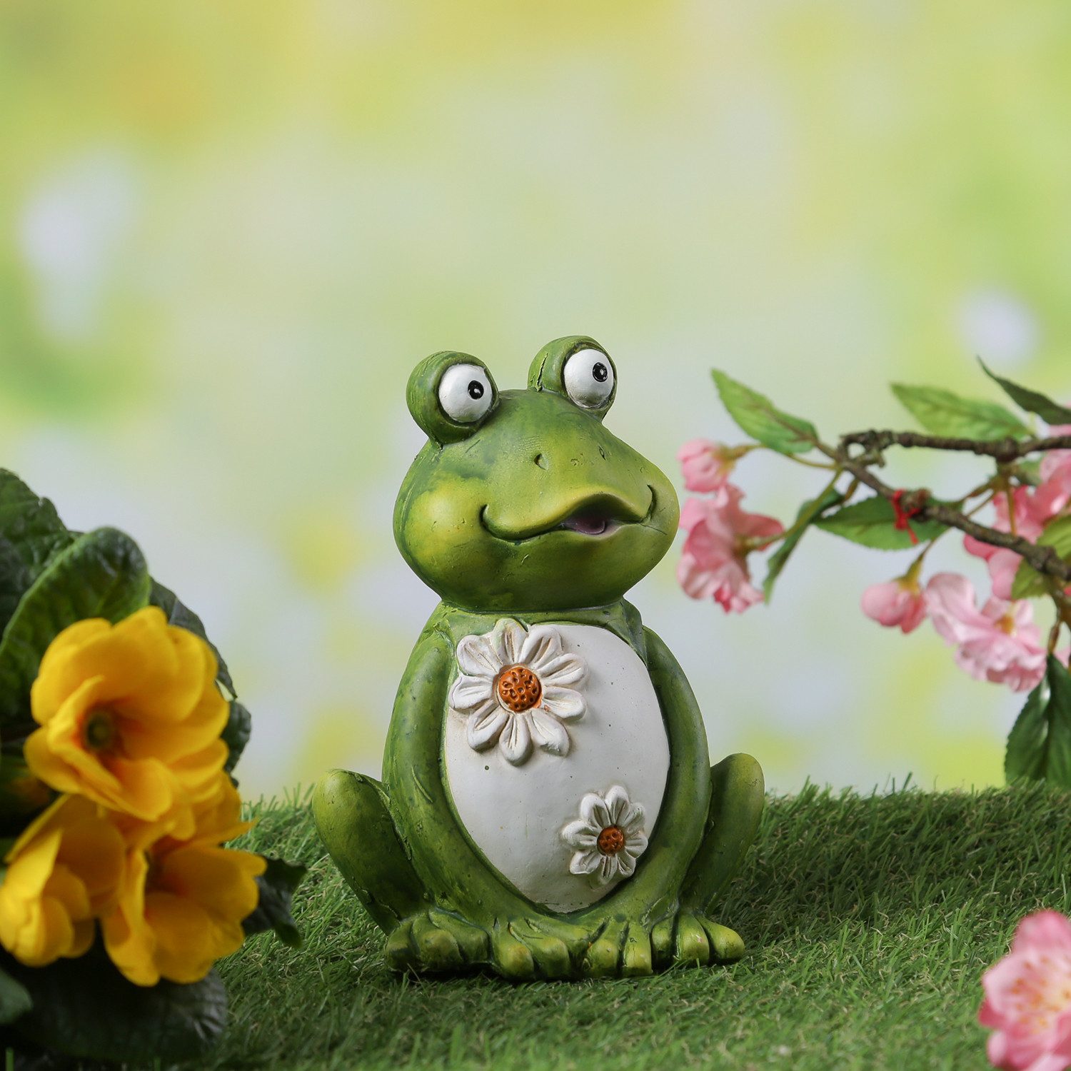 MARELIDA Gartenfigur Frosch Freddi Dekofigur Tierfigur für Beet Gartendeko H: 16cm grün