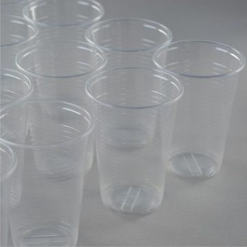 Einwegbecher 1000 Stück Trinkbecher (7,03 cm), transparent, 200 ml Kunststoff, Ausschankbecher Kaltgetränkebecher Partybecher