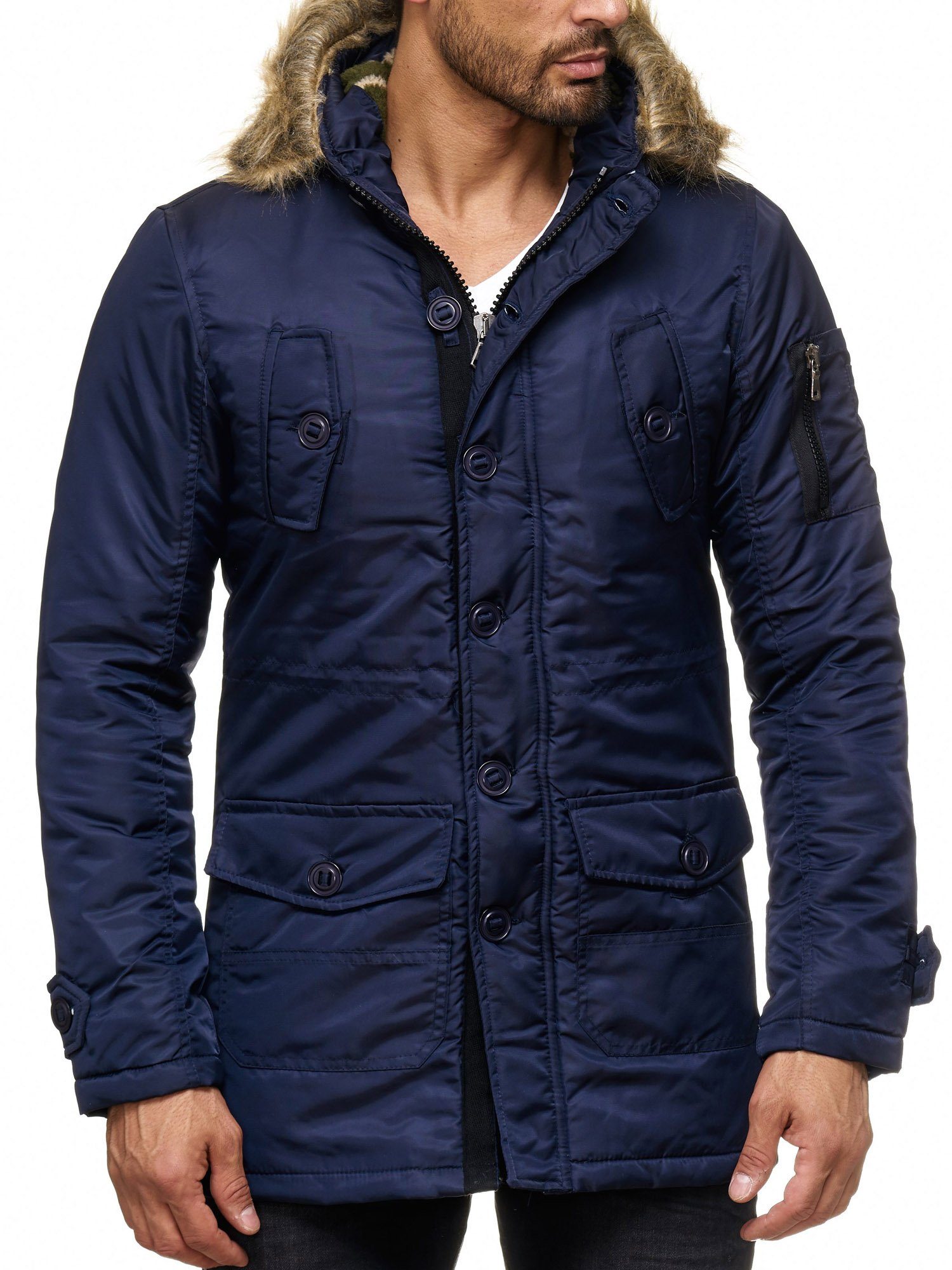 Reslad Winterjacke Herren Jacke mit Fellkragen günstig online kaufen