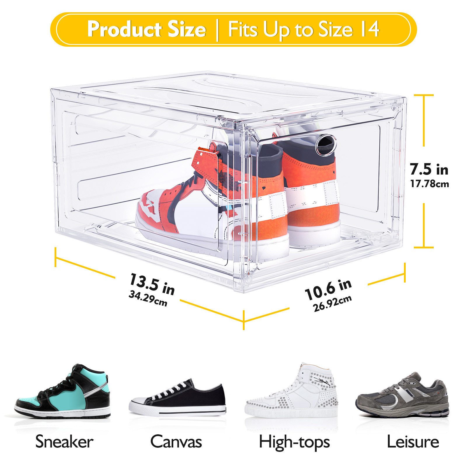 POPOLIC Schuhkiste Schuhbox Schuh-Organizer, Stapelbare Schuhaufbewahrungsbox (Organizer für Sneaker, Stiefel & Schuhe, 9 St., Platzsparendes Schuhregal), Transparente stapelbare Kunststoffbox