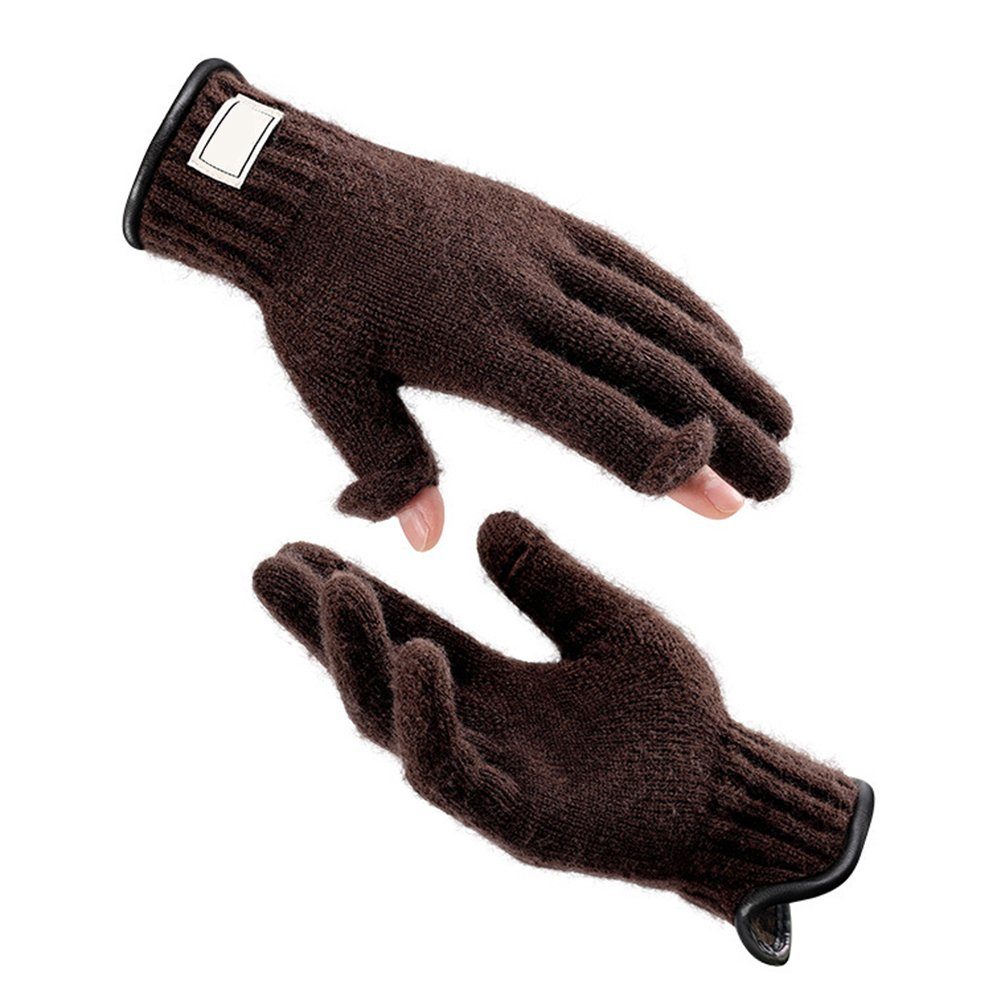 Winter-Strickhandschuhe Warm leather Winddicht, black Touchscreen, Fleecehandschuhe dz144 Für edgingL Herren, Blusmart
