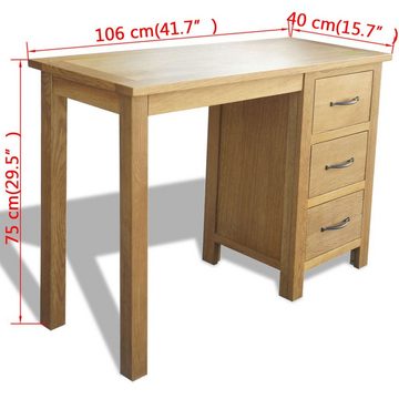 vidaXL Schreibtisch Schreibtisch mit 3 Schubladen 106x40x75 cm Massivholz Eiche