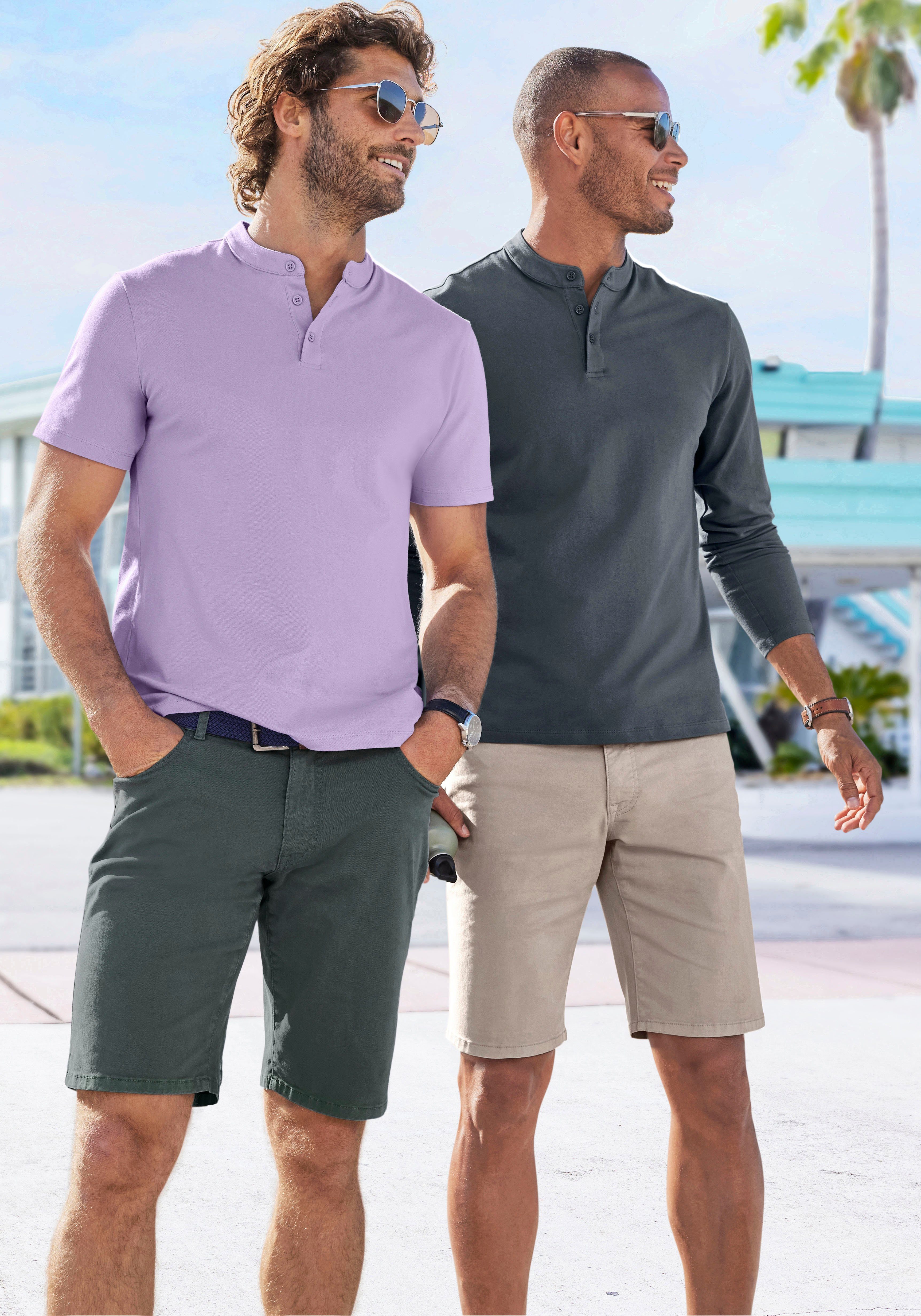 John Devin Henleyshirt mit Stehkragen, Regular-Fit, aus Baumwoll-Piqué