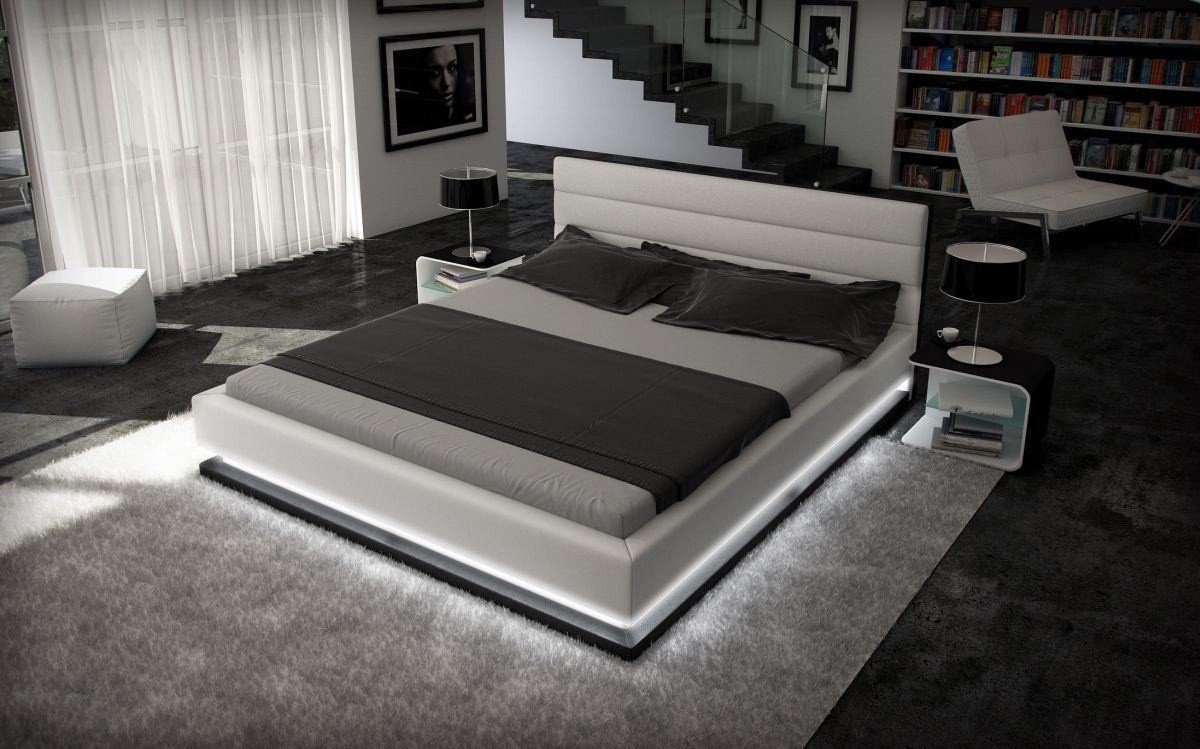 Premium, Sofa Wasserbett komplett, Beleuchtung, Sigma-K LED Dreams, mit mit mit weiß-schwarz Kunstleder LED Beleuchtung Keramik, Moonlight,