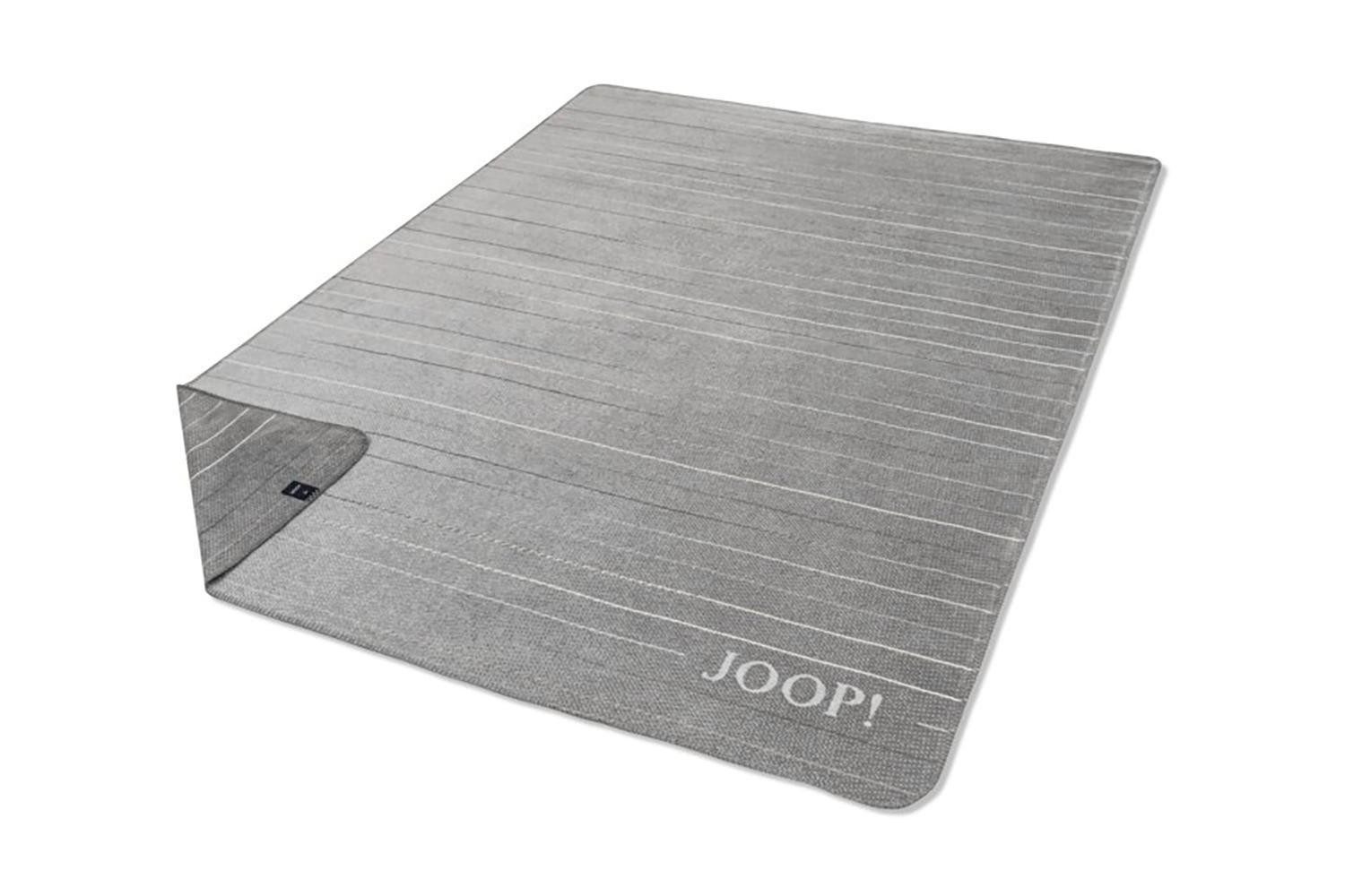 Wohndecke MOVE, 150 x 200 cm, Steingrau, Streifenmuster, JOOP!, Mischgewebe günstig online kaufen