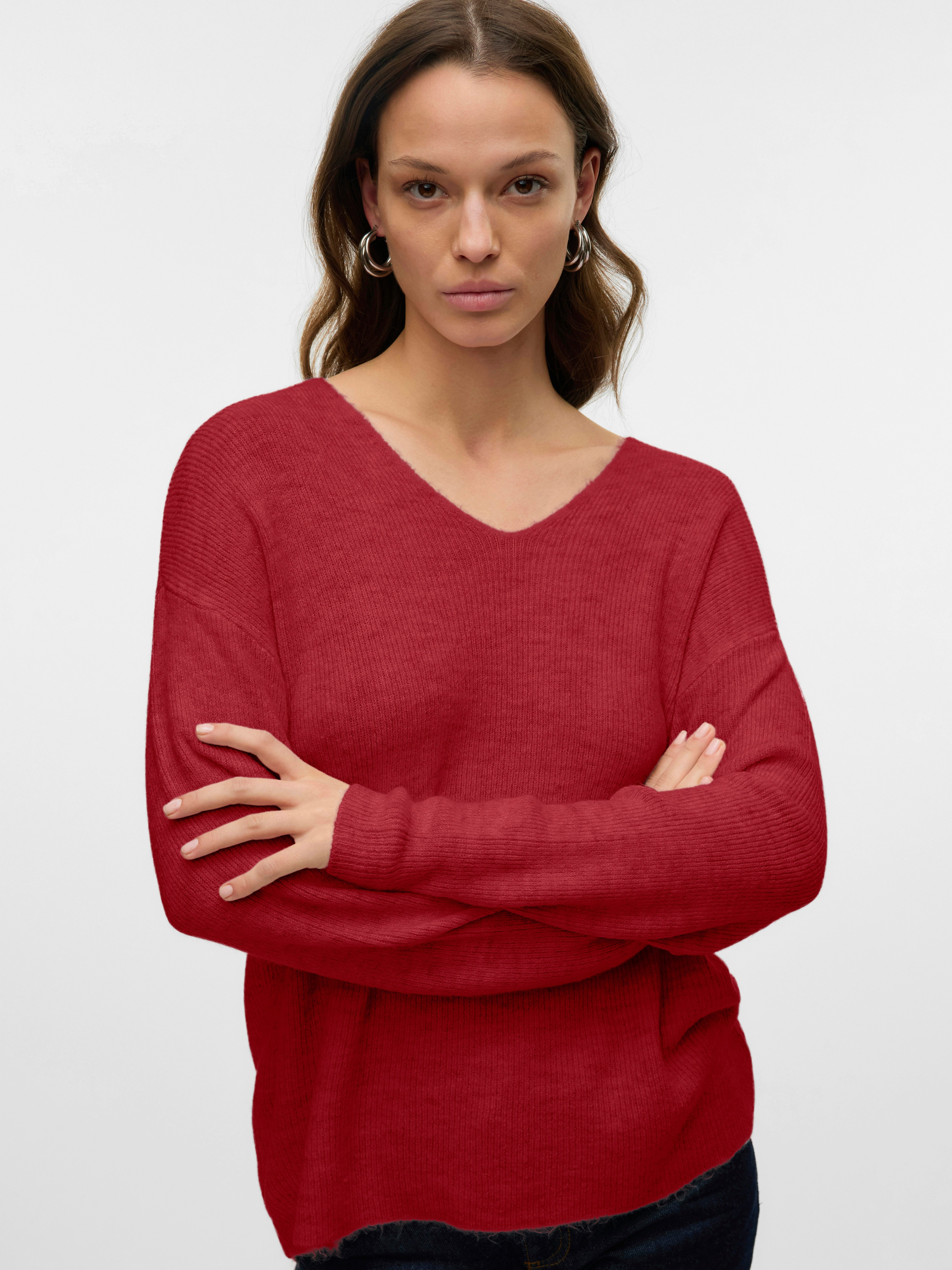 Vero Moda V-Ausschnitt-Pullover VMCREWLEFILE LS V-NECK BLOUSE NOOS günstig online kaufen