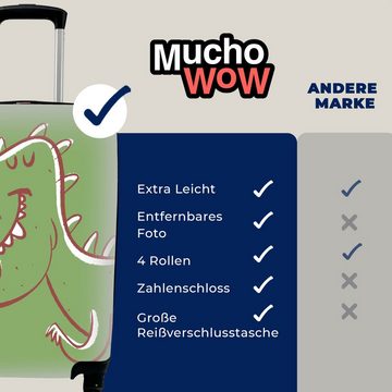MuchoWow Handgepäckkoffer Dinosaurier - Tiere - Grün - Zeichnung - Kinder - Kinder, 4 Rollen, Reisetasche mit rollen, Handgepäck für Ferien, Trolley, Reisekoffer