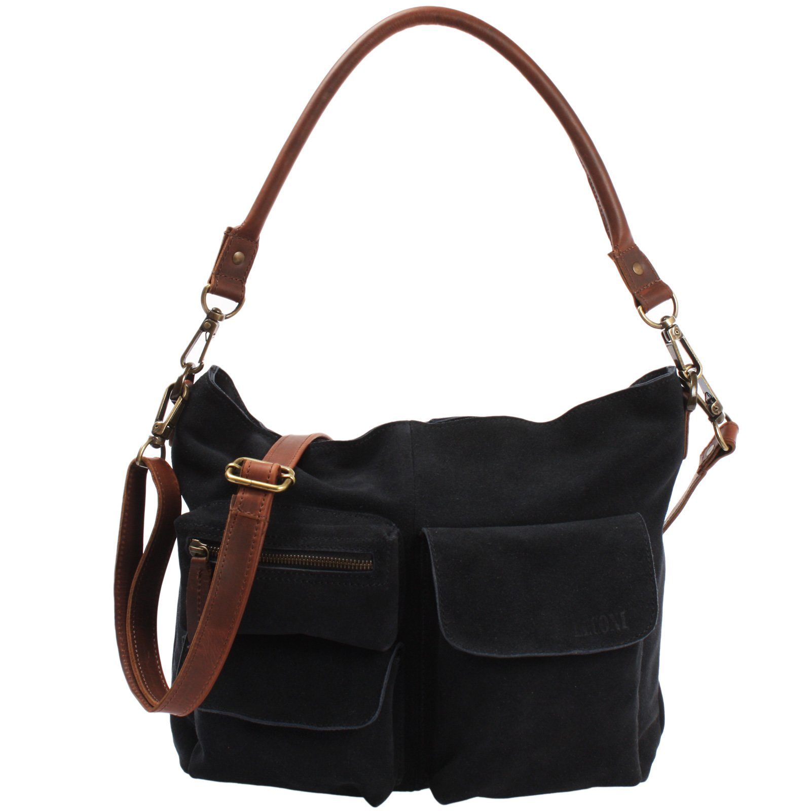 Schultertasche Handtsche Umhängetasche Ledertasche Veloursleder LE0039