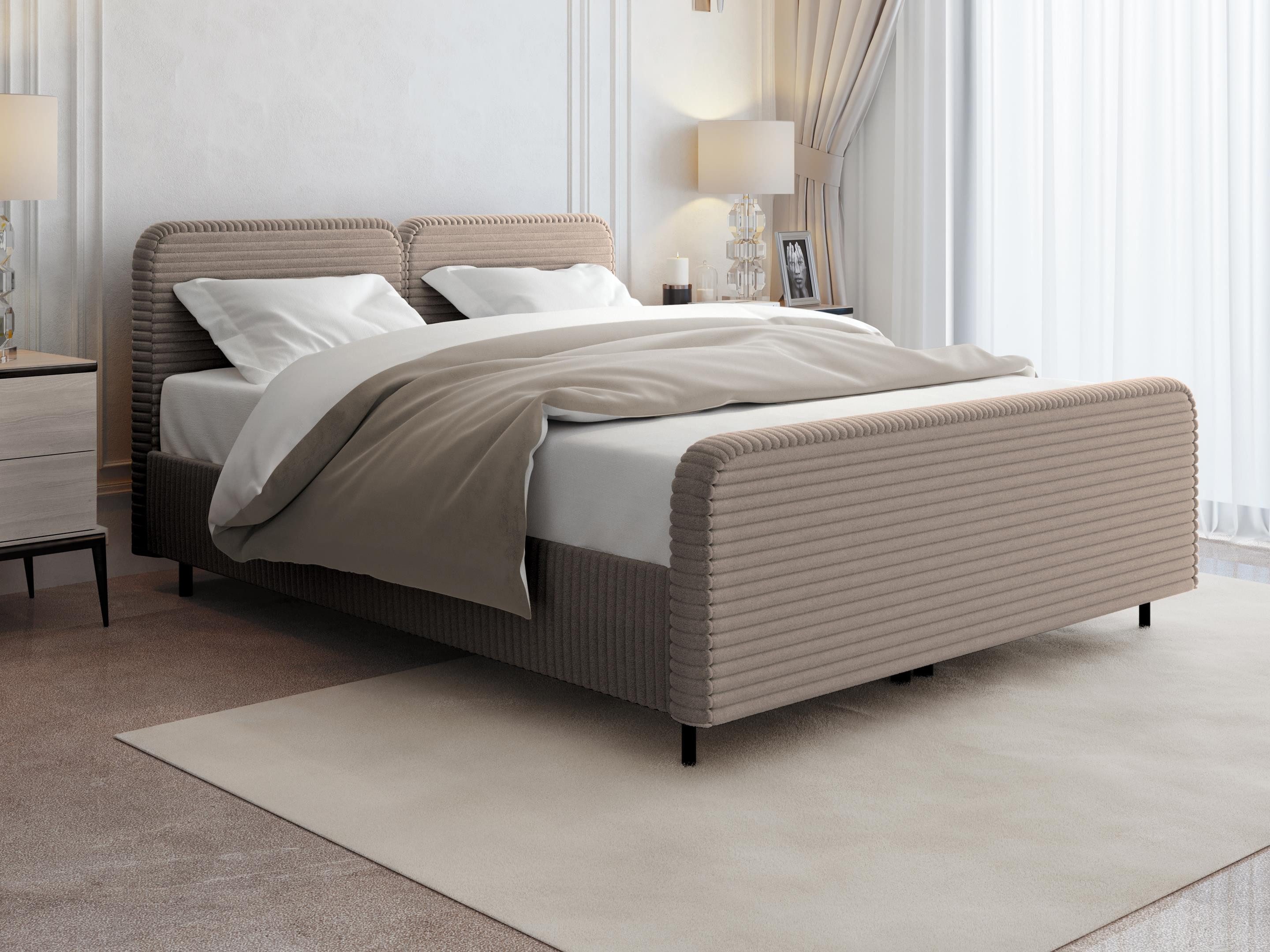 Beautysofa Polsterbett LEA mit Bettkasten – wählbar mit oder ohne Matratze, modernes Stauraumbett mit Gaslift, Fußteil & Rippstoff TILIA