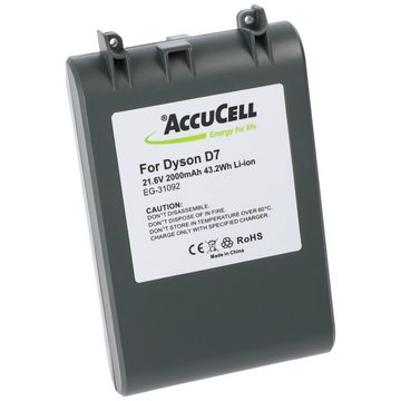 AccuCell 2000mAh, Akku passend für Dyson V7, Li-Ion, 21,6V, 43,2Wh, SV11, V7 M Akku 2000 mAh (21,6 V)