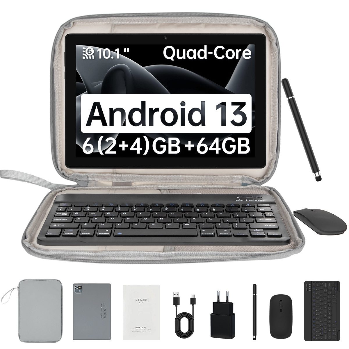 10 Zoll 64 GB 1280x800 IPS Maus Tastatur Handschrift Stift Set Tablet