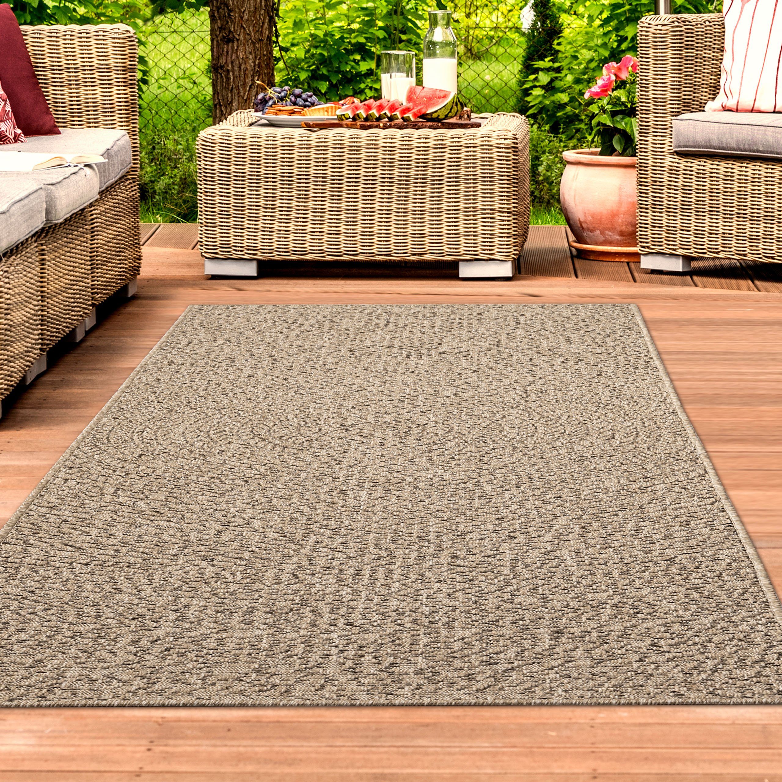 Outdoorteppich Outdoorteppich in Sisal-Optik für Balkon, Terrasse und Garten, TeppichHome24, Rechteckig